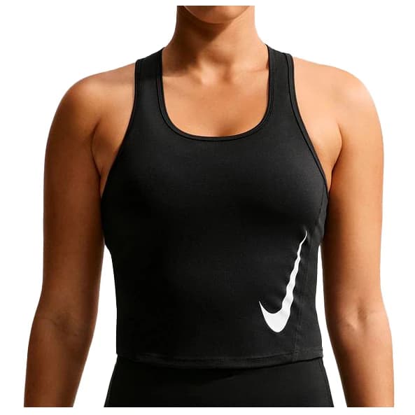 Дамски потник с широка презрамка Nike Women's Tempo Swoosh Run Dri-Fit Tank Tank top - Black / Reflective Silver / White