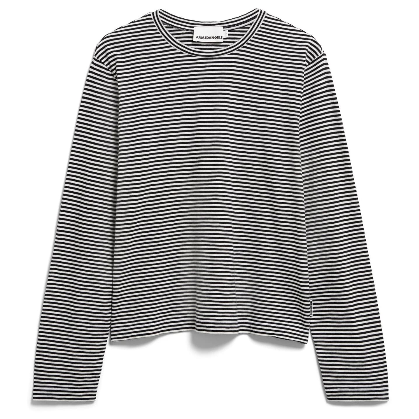 Дамска блуза с дълъг ръкав ARMEDANGELS Women's Slub Jersey Stripe Longsleeve Longsleeve - Black / Oatmilk