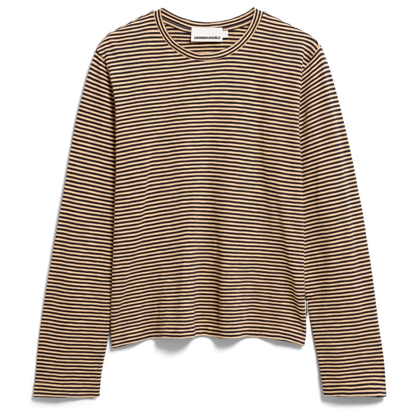 Дамска блуза с дълъг ръкав ARMEDANGELS Women's Slub Jersey Stripe Longsleeve Longsleeve - Tinted Navy / Golden Hay