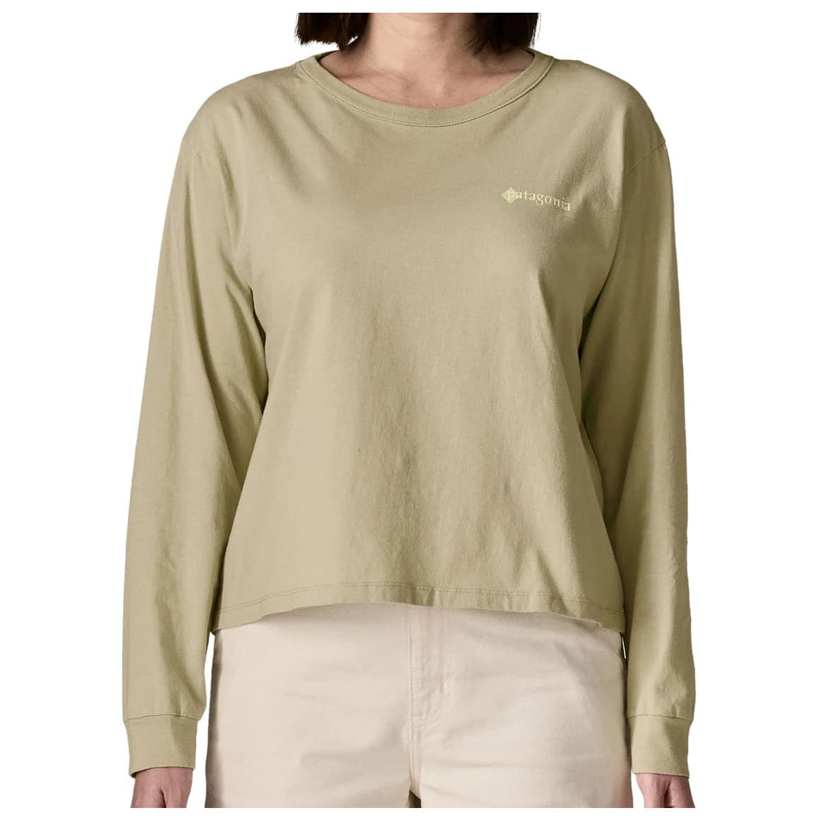 Дамска блуза с дълъг ръкав Patagonia Women's L/S Hut Tripper Easy Cut T-Shirt Longsleeve - Weathered Stone