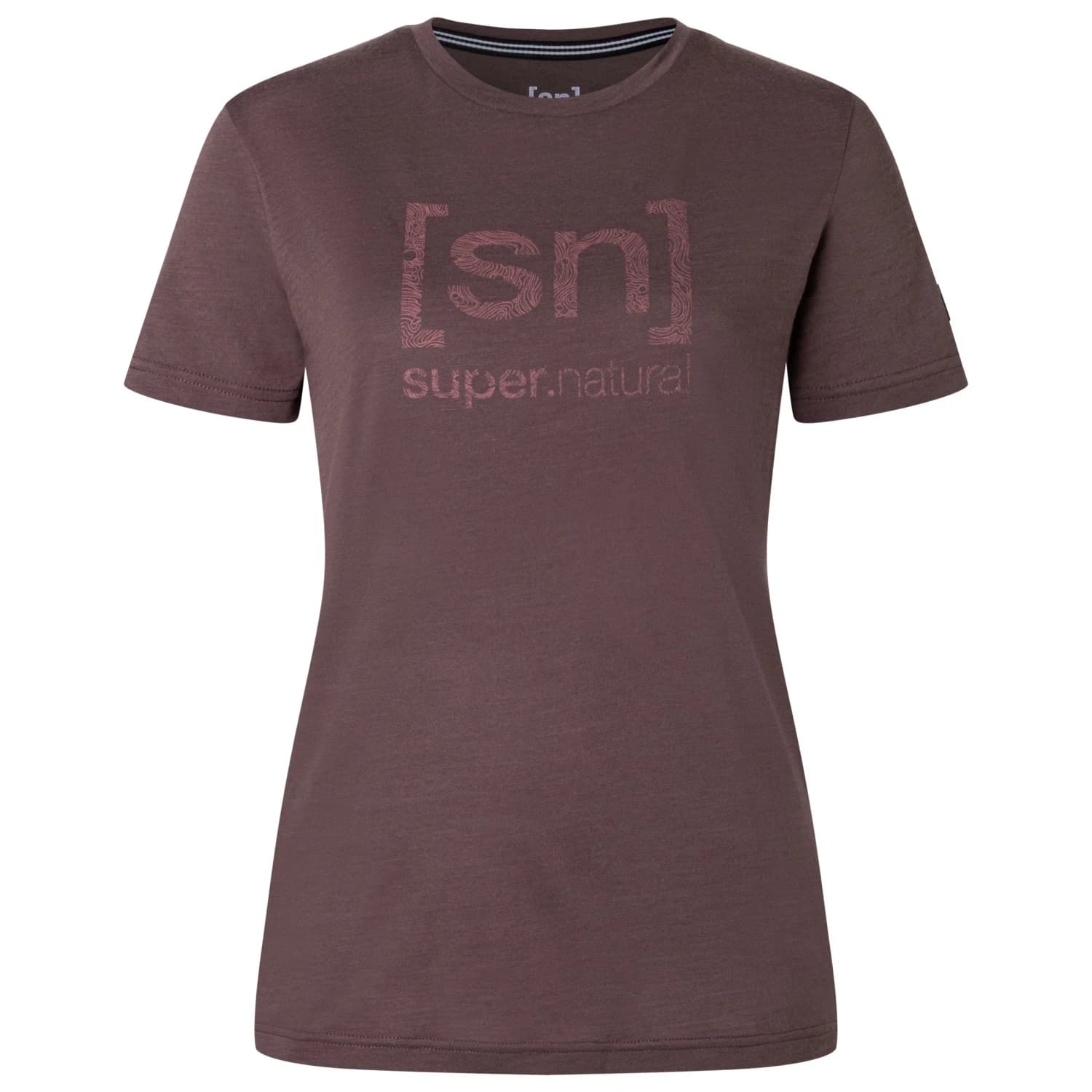 Мериносова блуза super.natural Women's Logo Lines Tee Merino shirt - Raisin / Roan Rouge