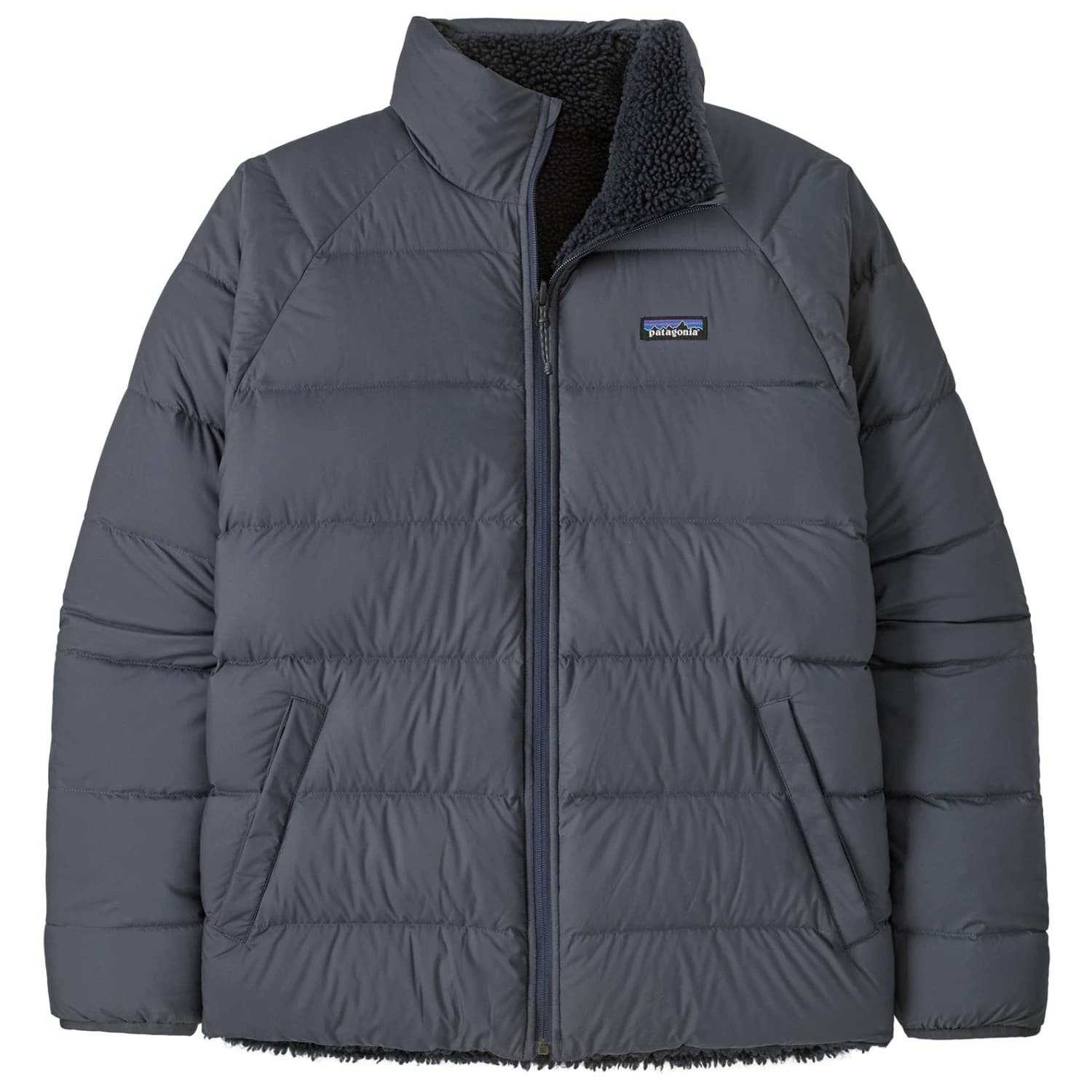 Мъжко пухено яке Patagonia Reversible Silent Down Jacket - Smolder Blue