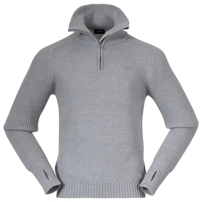 Мъжки вълнен пуловер Bergans Ulriken Jumper Merino jumper - Magnesium Grey