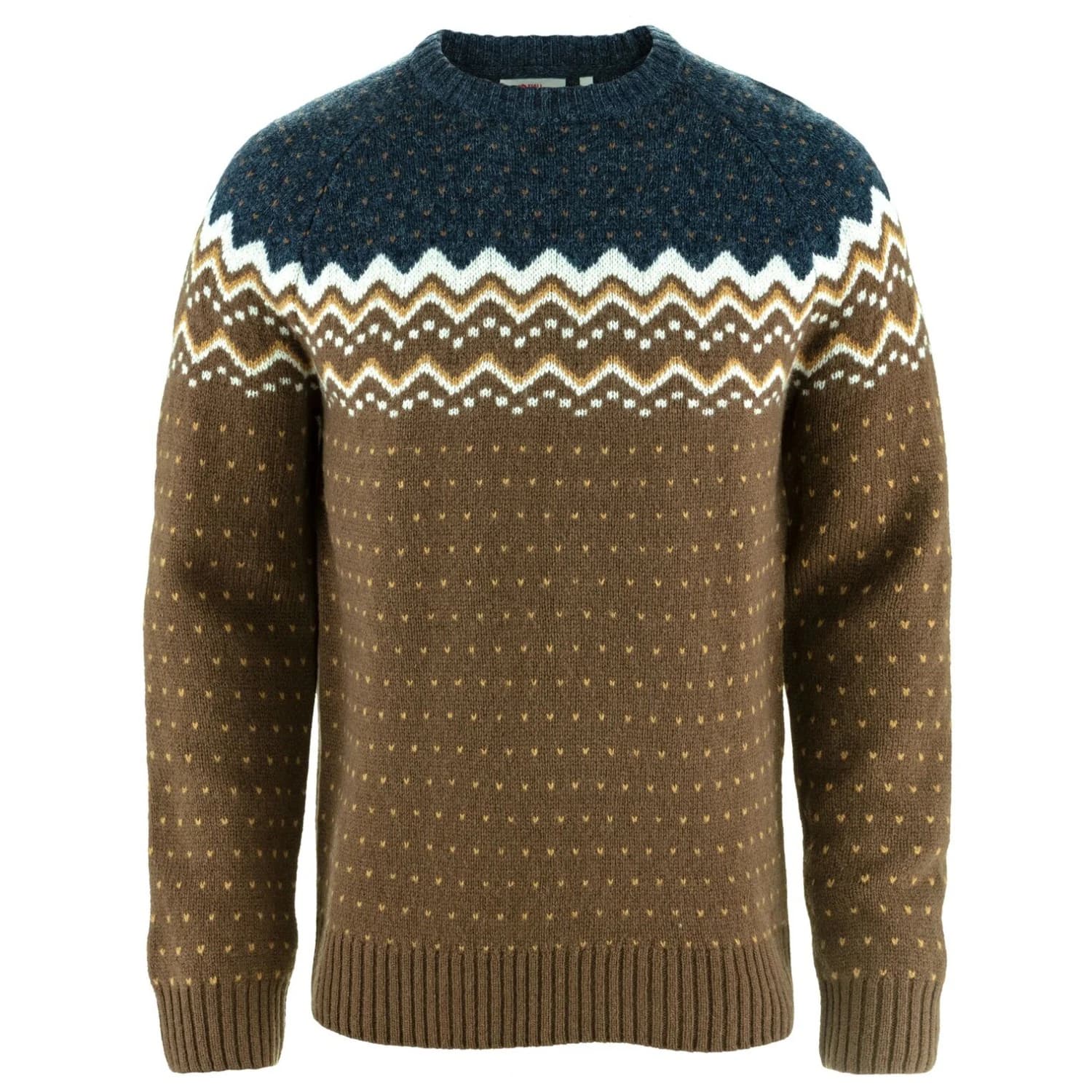Мъжки вълнен пуловер Fjällräven Övik Knit Sweater Jumper - Dark Oak / Navy