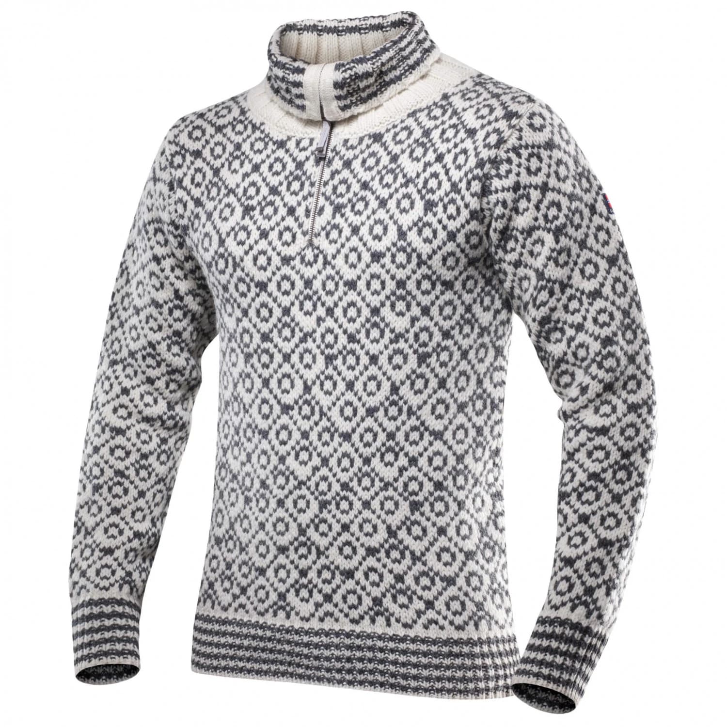 Вълнен пуловер Devold Svalbard Sweater Zip-Neck Wool jumper - Off-White / Anthracite