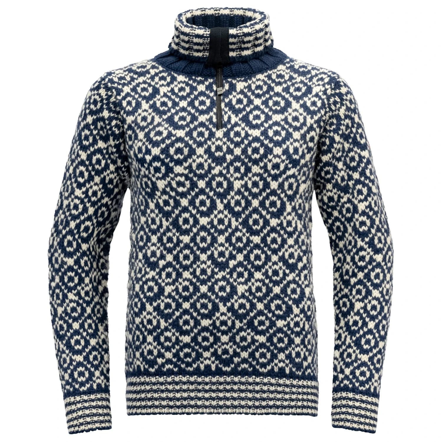 Вълнен пуловер Devold Svalbard Sweater Zip-Neck Wool jumper - Night / Offwhite