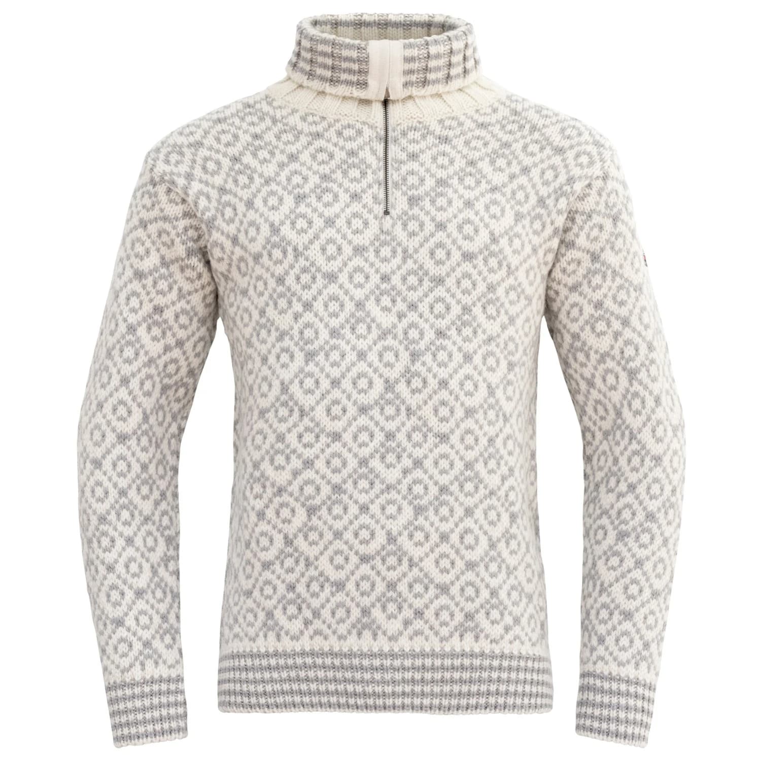 Вълнен пуловер Devold Svalbard Sweater Zip-Neck Wool jumper - Off-White / Grey