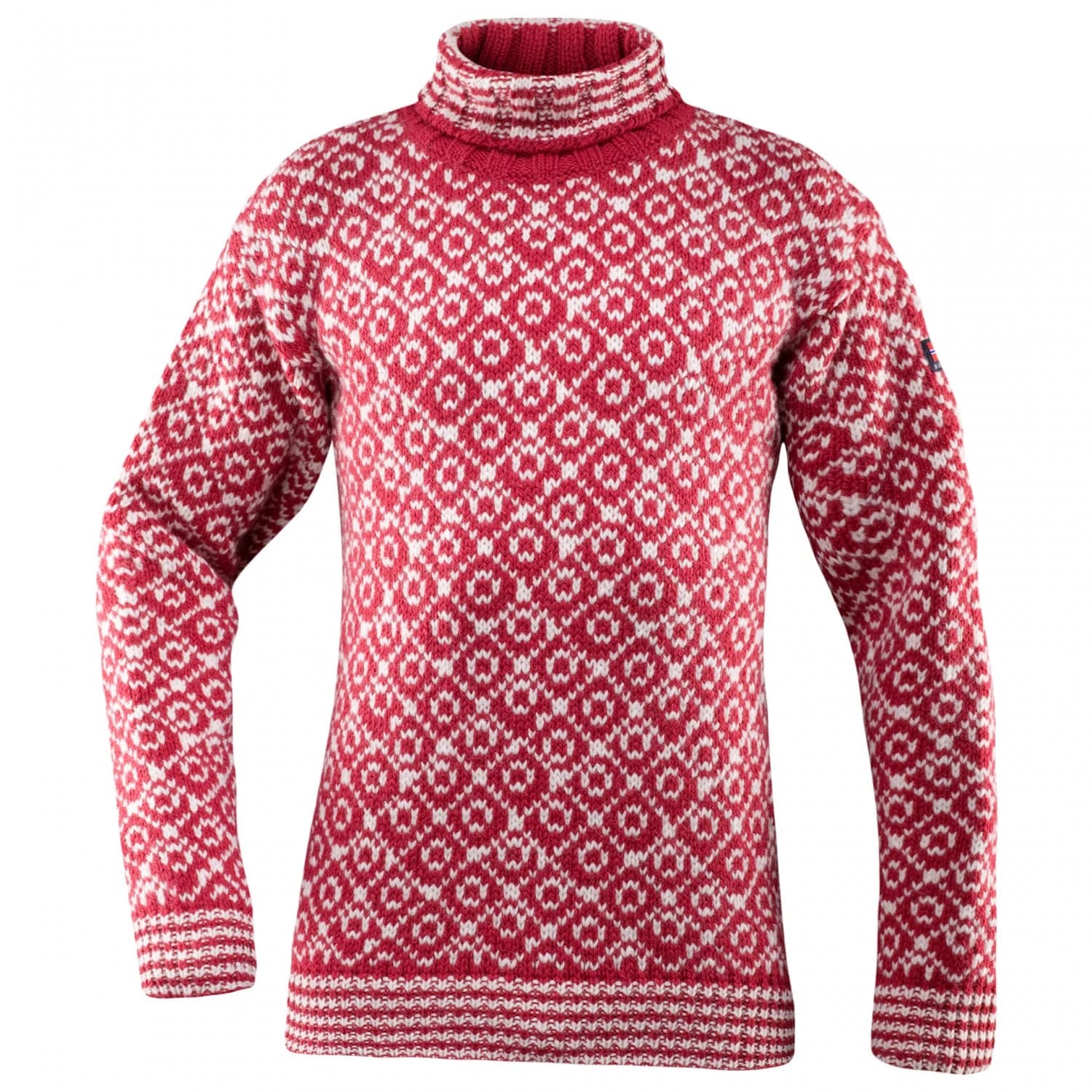Вълнен пуловер Devold Svalbard Sweat Highneck Wool jumper - Hindberry / Off-White