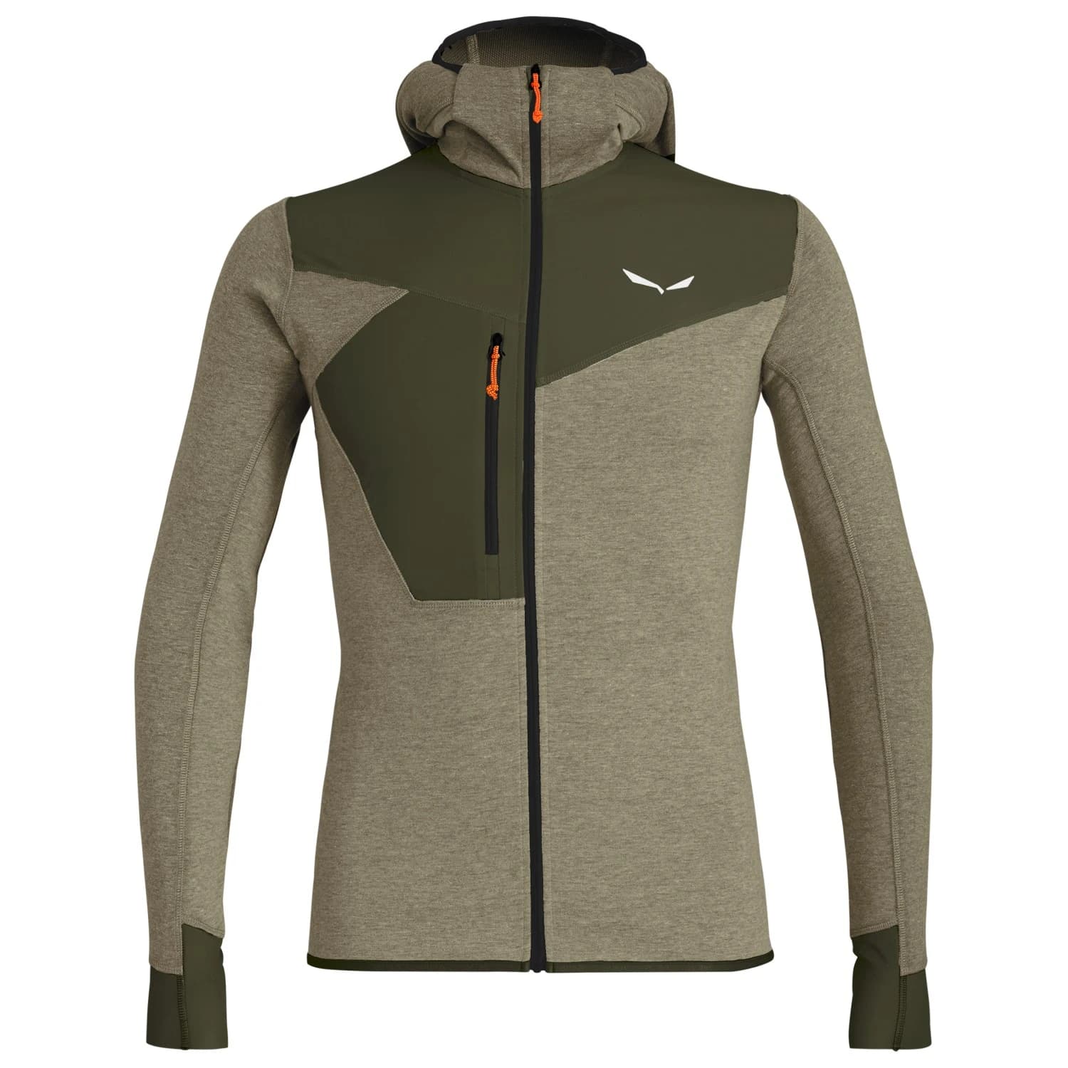 Мъжко поларено яке Salewa Puez 2 Dry L/S Hood Full-Zip Tee Fleece jacket - Dark Olive Melange
