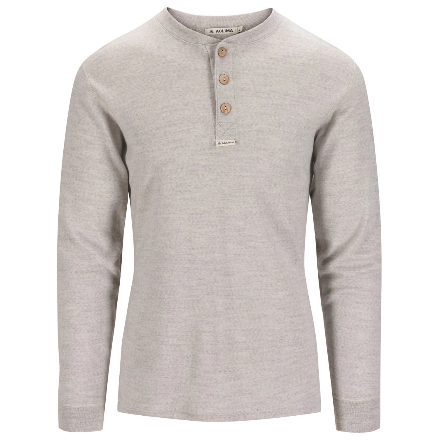 Мъжка мериносова блуза Aclima Warmwool Granddad shirt Merino jumper - Beige Melange