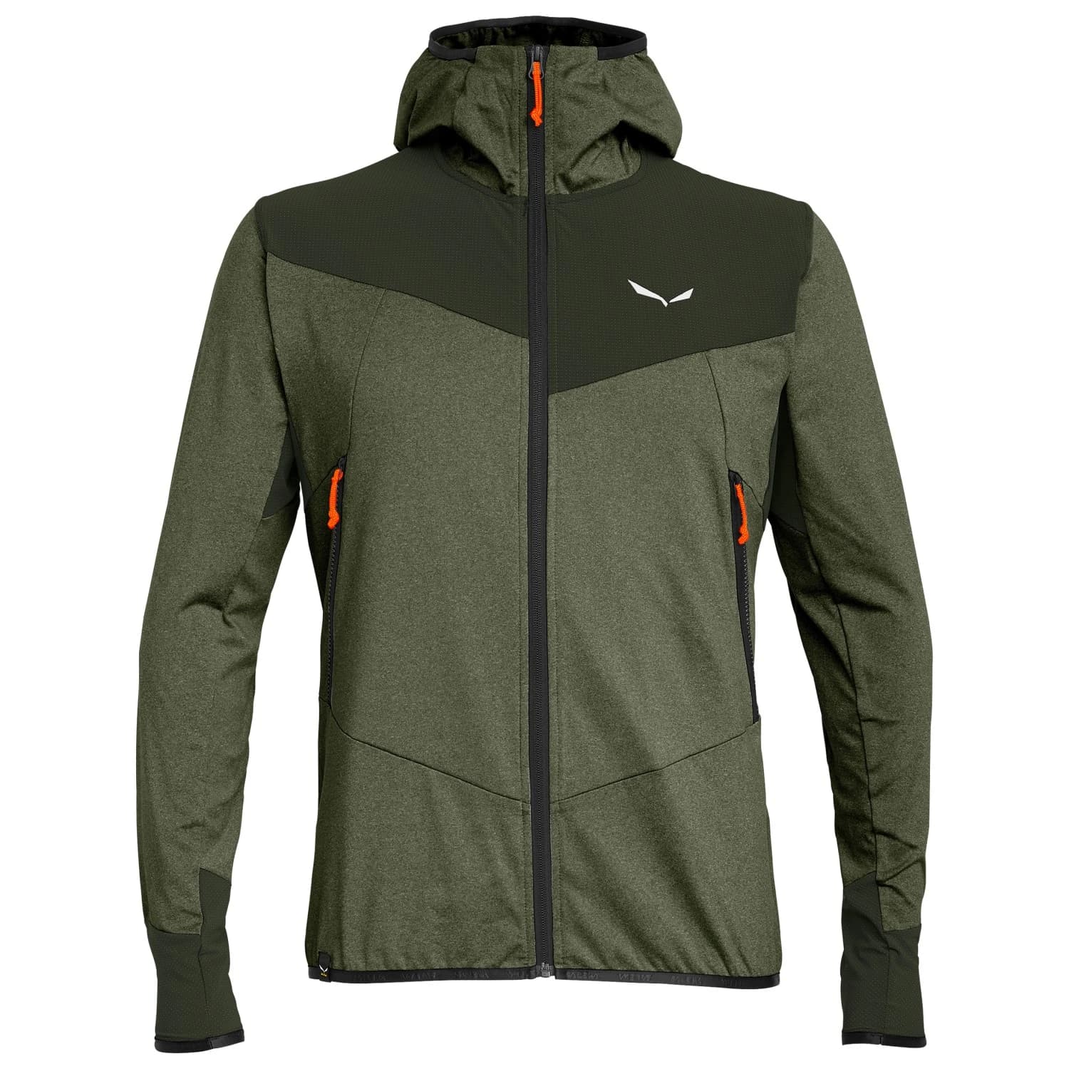 Мъжко поларено яке Salewa Agner Hybrid Polarlite Durastretch Fullzip Hoody Fleece jacket - Dark Olive Melange / 0910