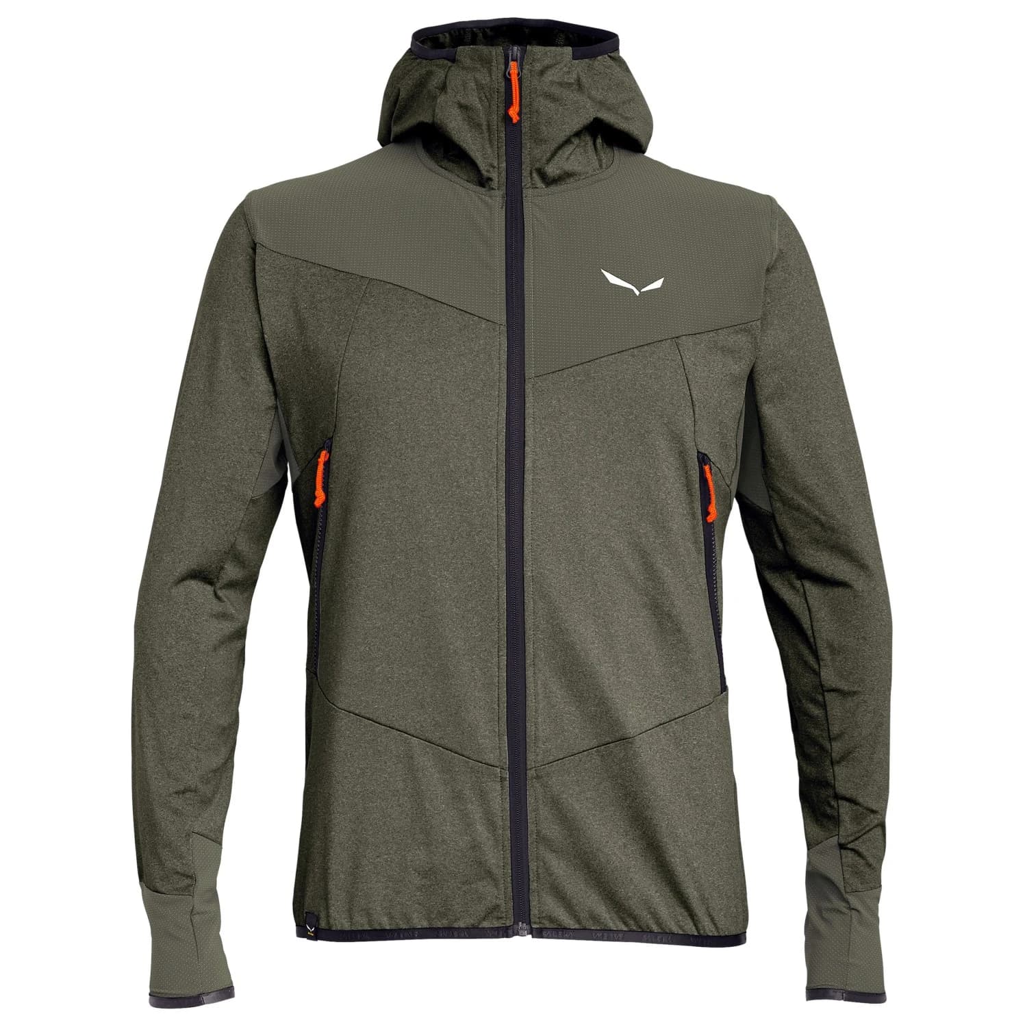Мъжко поларено яке Salewa Agner Hybrid Polarlite Durastretch Fullzip Hoody Fleece jacket - Faded Green Melange
