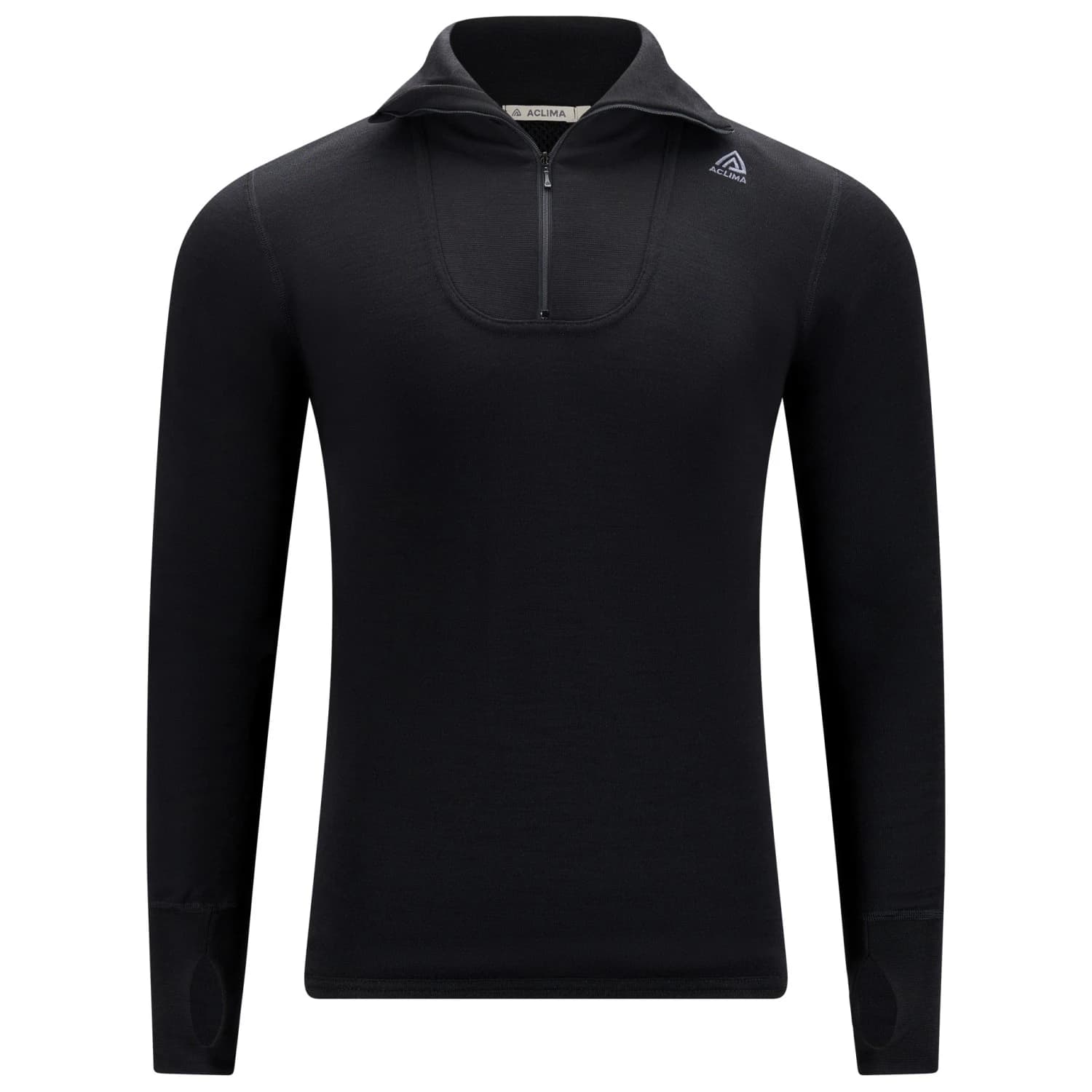 Мъжки вълнен пуловер Aclima Doublewool Polo Shirt Zip Merino jumper - Jet Black / Marengo