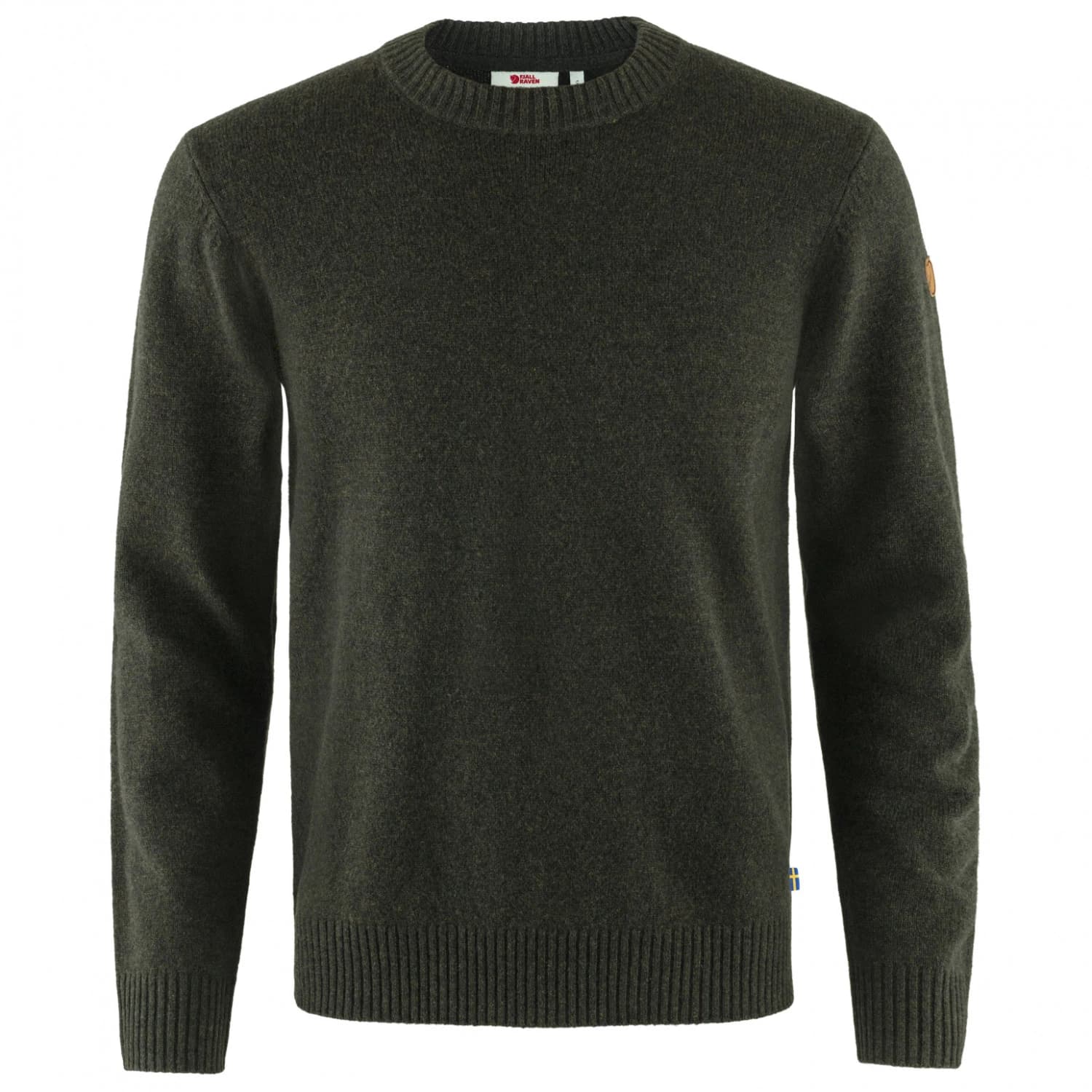 Мъжки вълнен пуловер Fjällräven Övik Round-Neck Sweater Jumper - Dark Olive