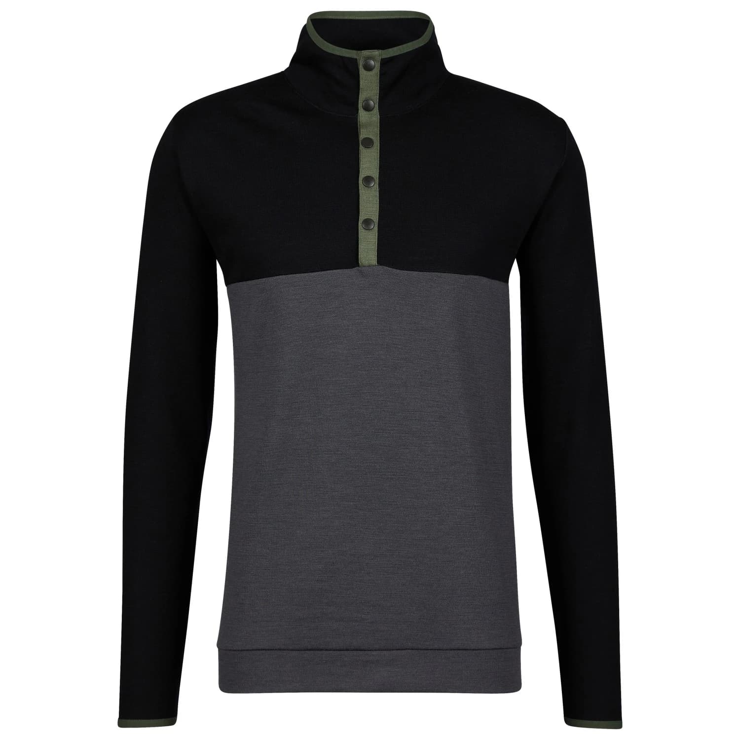 Вълнен пуловер Stoic Merino260 MMXX.Göteborg Snap Merino jumper - Dark Smoke / Black