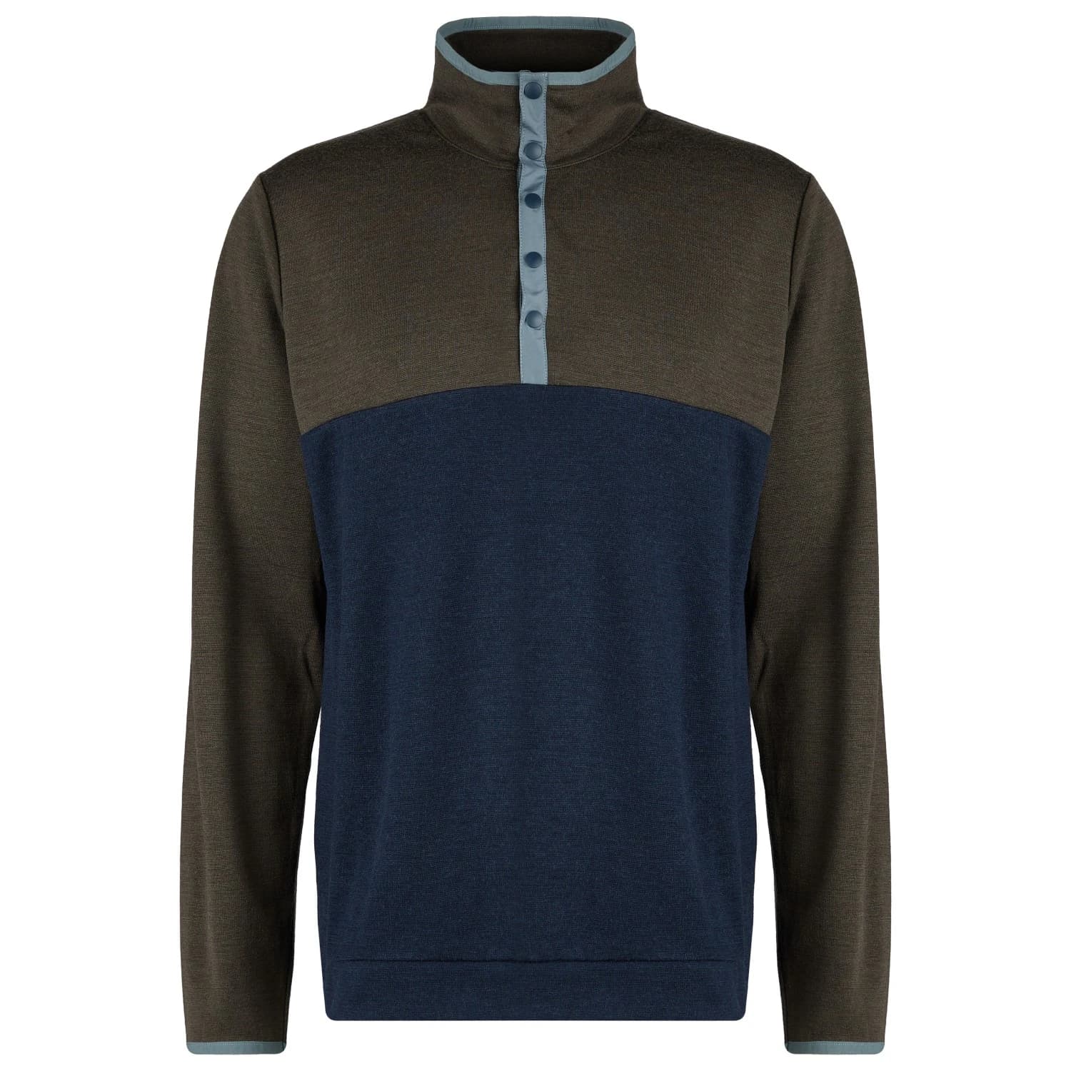 Вълнен пуловер Stoic Merino260 MMXX.Göteborg Snap Merino jumper - Dark Navy / Deep Brown
