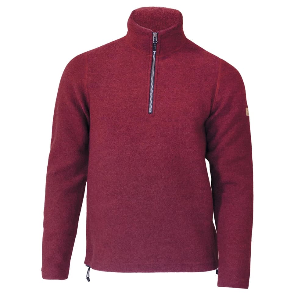Мъжки вълнен пуловер Ivanhoe of Sweden Brodal Half Zip Wool jumper - Deep Red