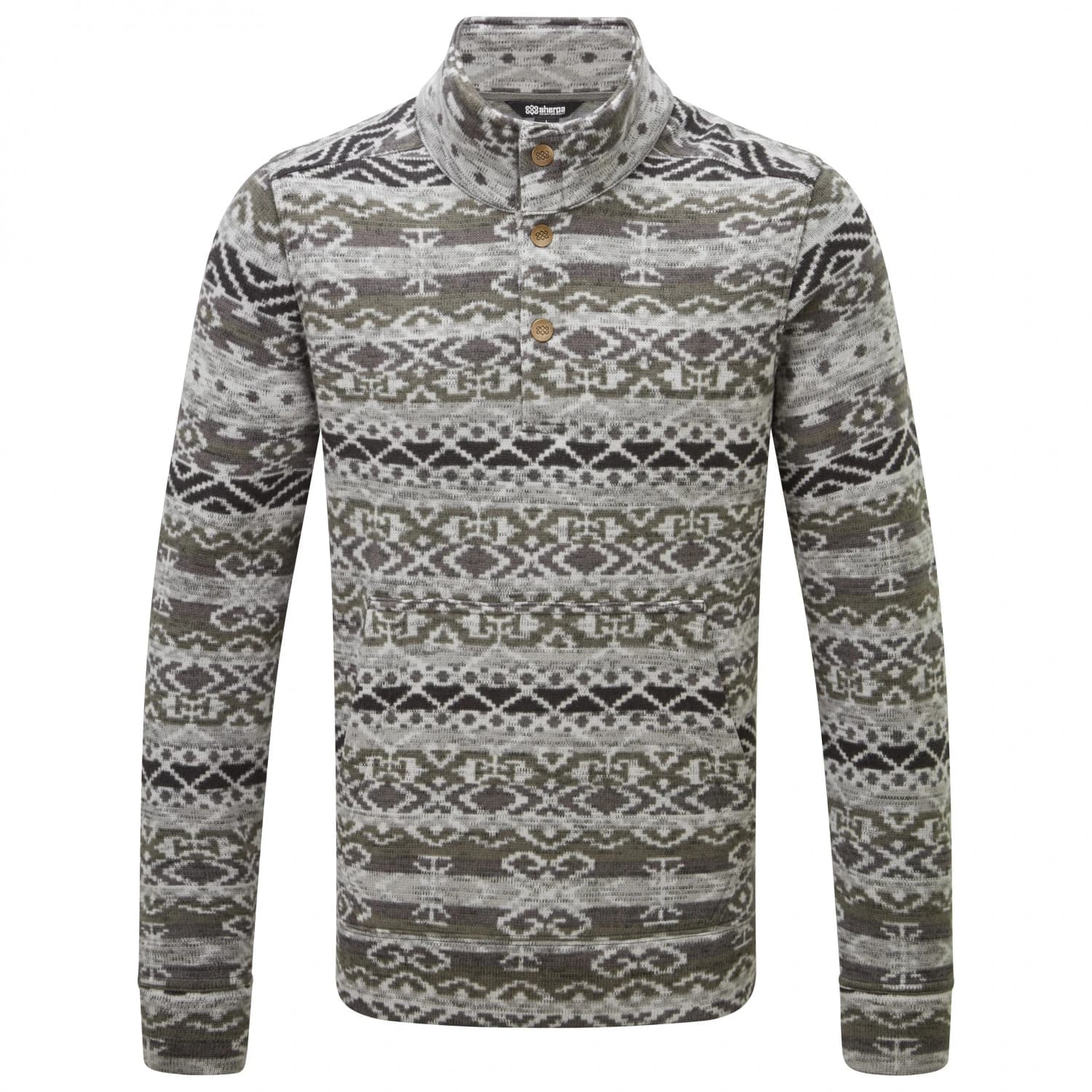 Мъжки поларен пуловер Sherpa Bhutan Pullover Fleece jumper - Monsoon Grey Multi