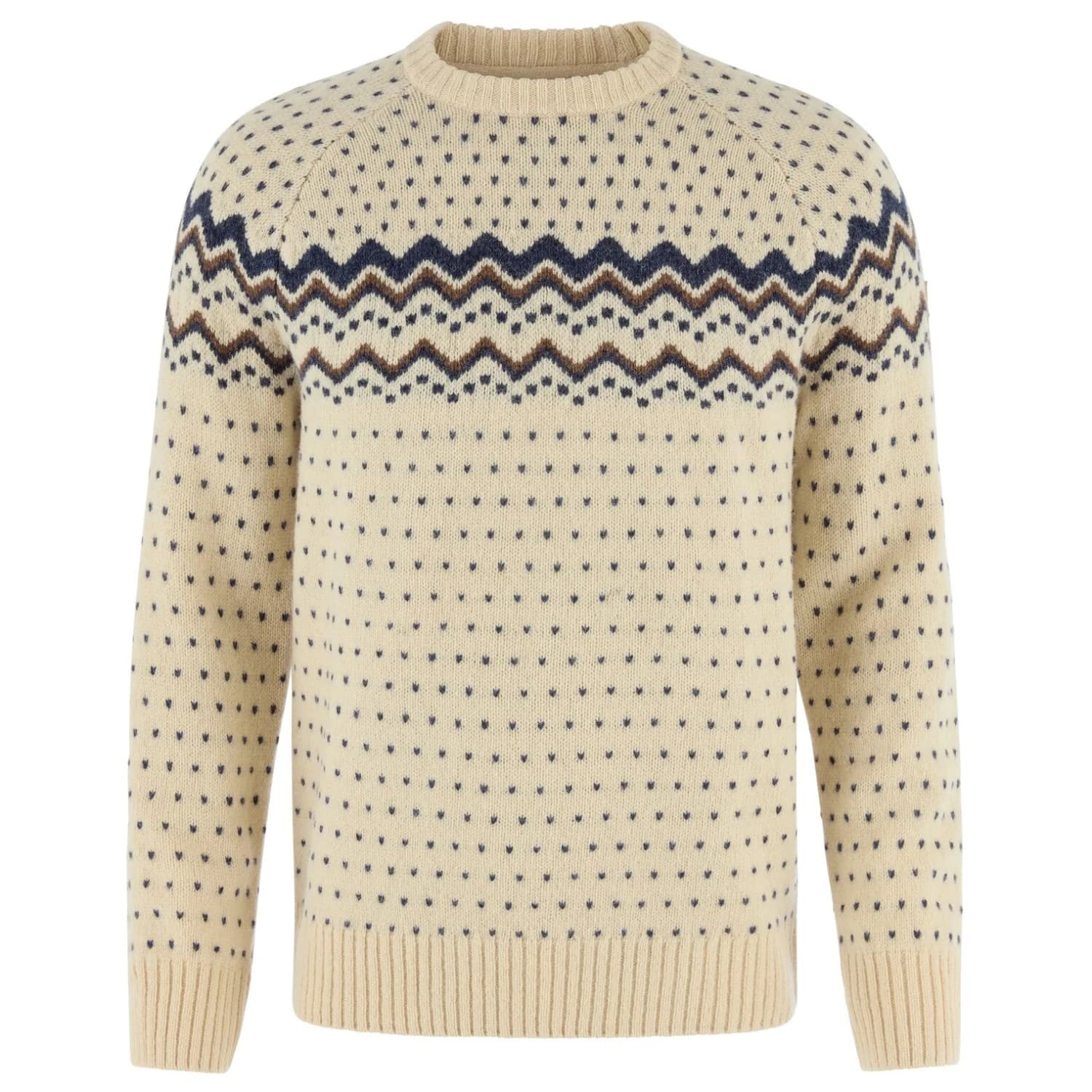 Мъжки вълнен пуловер Fjällräven Övik Knit Sweater Wool jumper - Light Beige / Navy