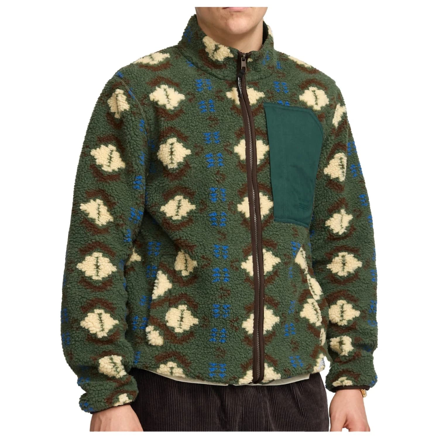 Мъжко поларено яке Revolution Printed Pocket Teddy Fleece jacket - Green