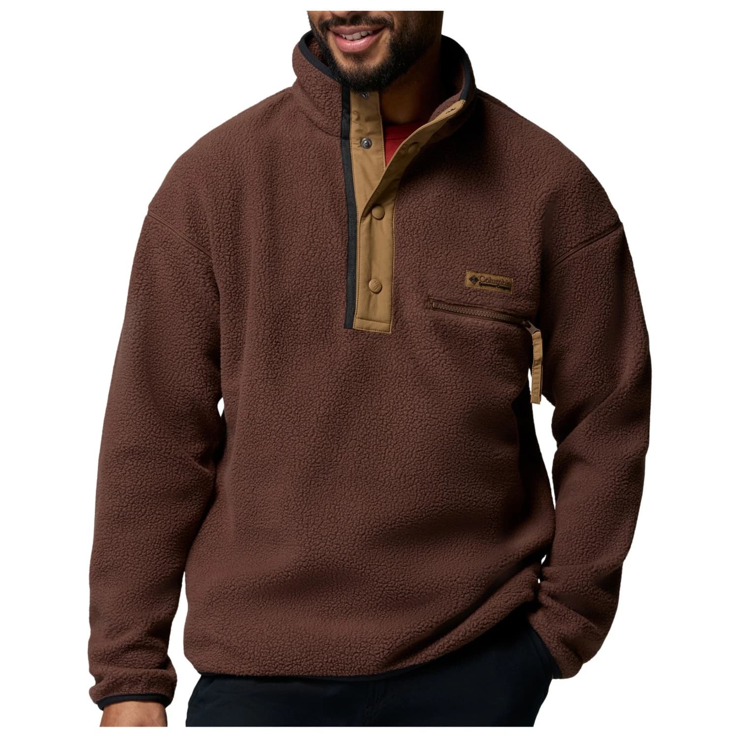 Мъжки поларен пуловер Columbia Helvetia II Half Snap Fleece Fleece jumper - Tobacco