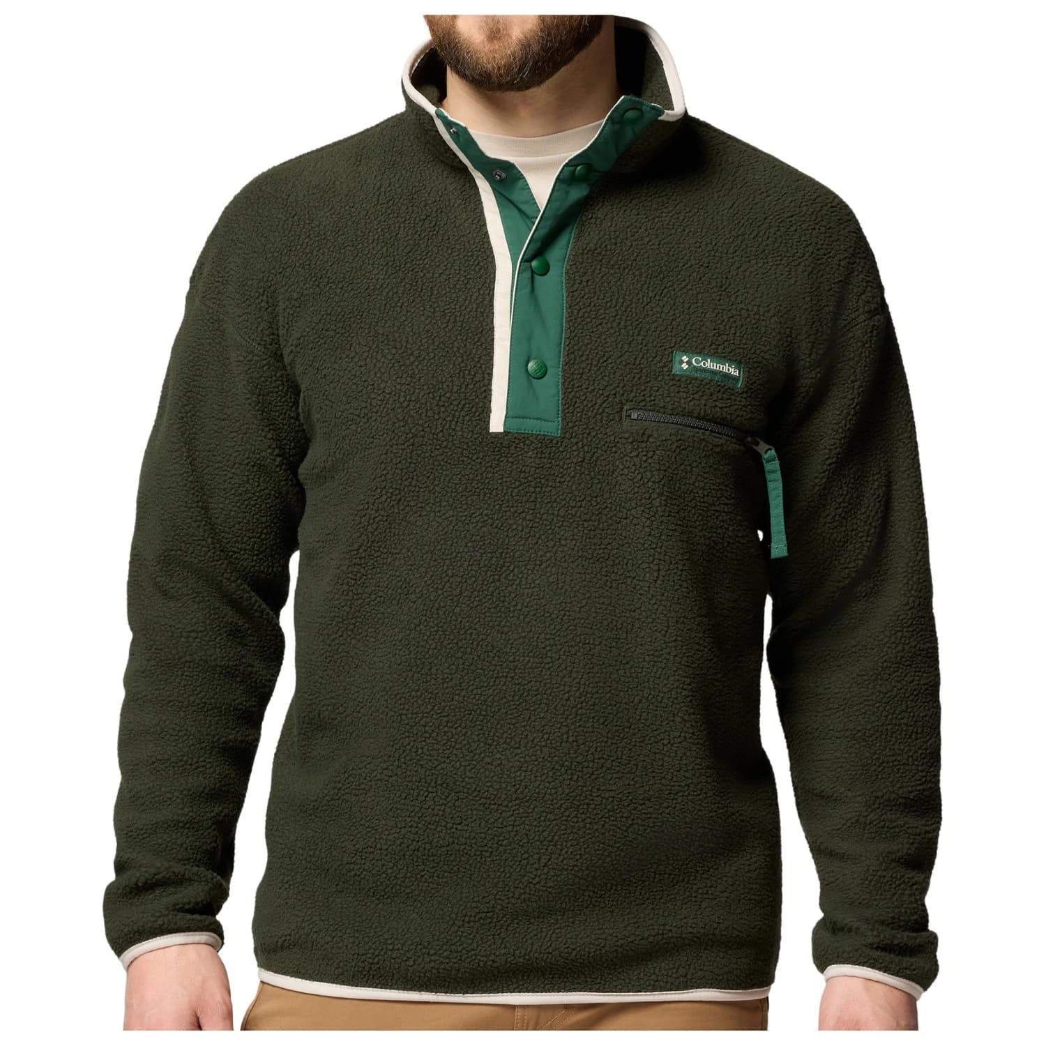 Мъжки поларен пуловер Columbia Helvetia II Half Snap Fleece Fleece jumper - Green Scape