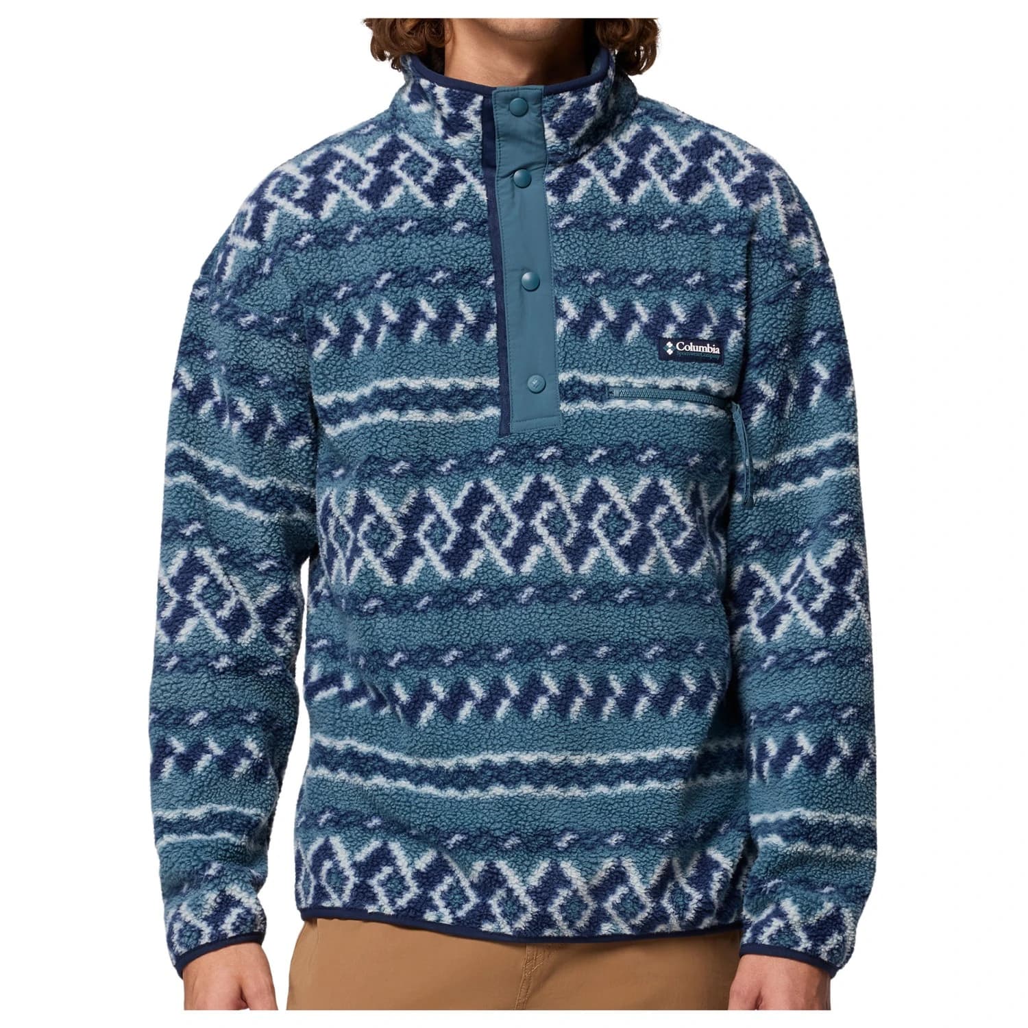 Мъжки поларен пуловер Columbia Helvetia II Printed Half Snap Fleece Fleece jumper - Everblue / Knitknot