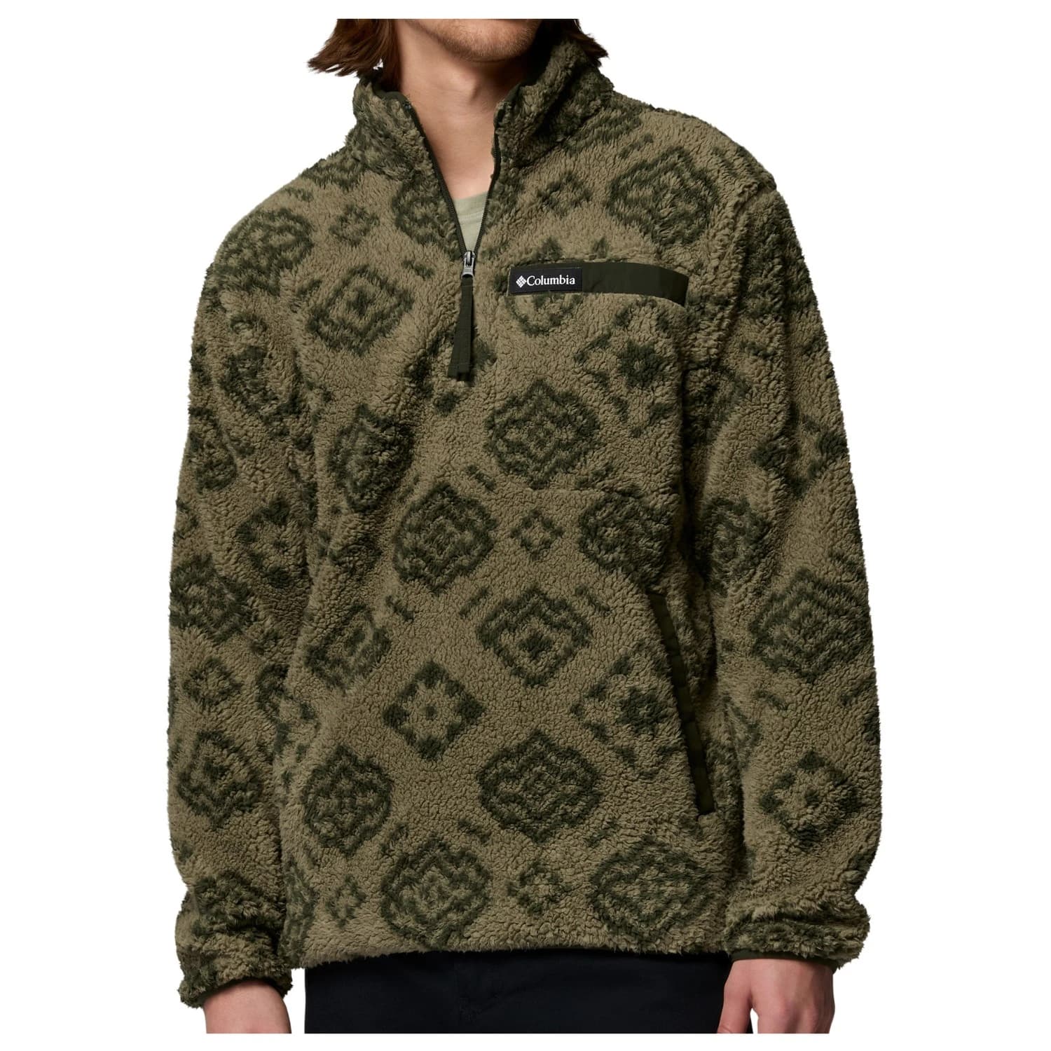 Мъжки поларен пуловер Columbia Rugged Ridge High Pile Half Zip Fleece jumper - Stone Green Checked Out / Greenscape