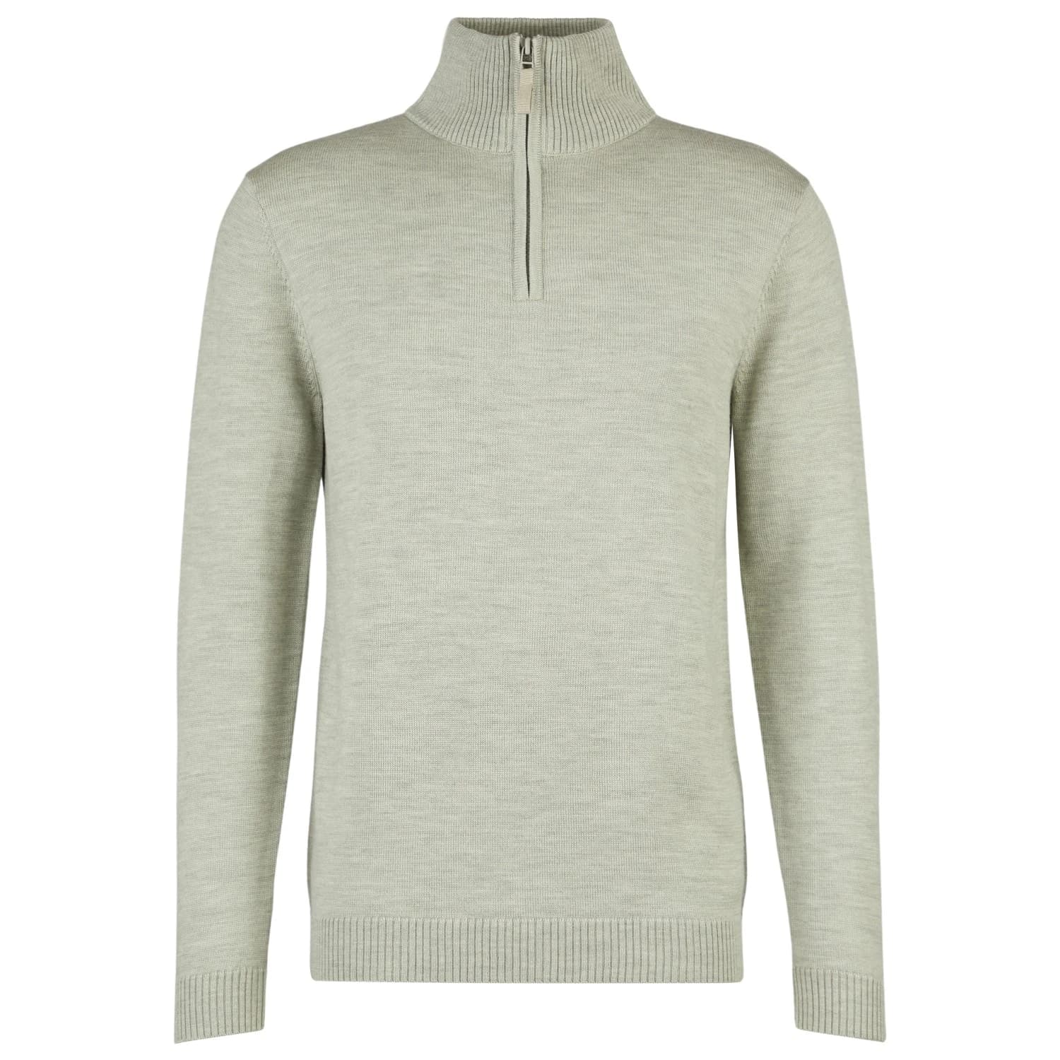Мъжки вълнен пуловер Stoic MerinoKnit MMXX.Kniva Half Zip Merino jumper - Stone Grey / Melange