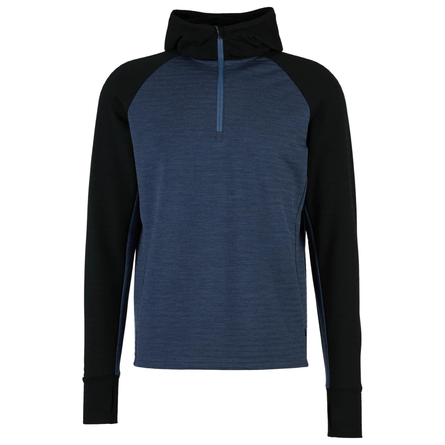 Мъжки вълнен пуловер Stoic MerinoFleece260 FlenSt. Half Zip with Hood Merino hoodie - Black / Dark Navy Melange