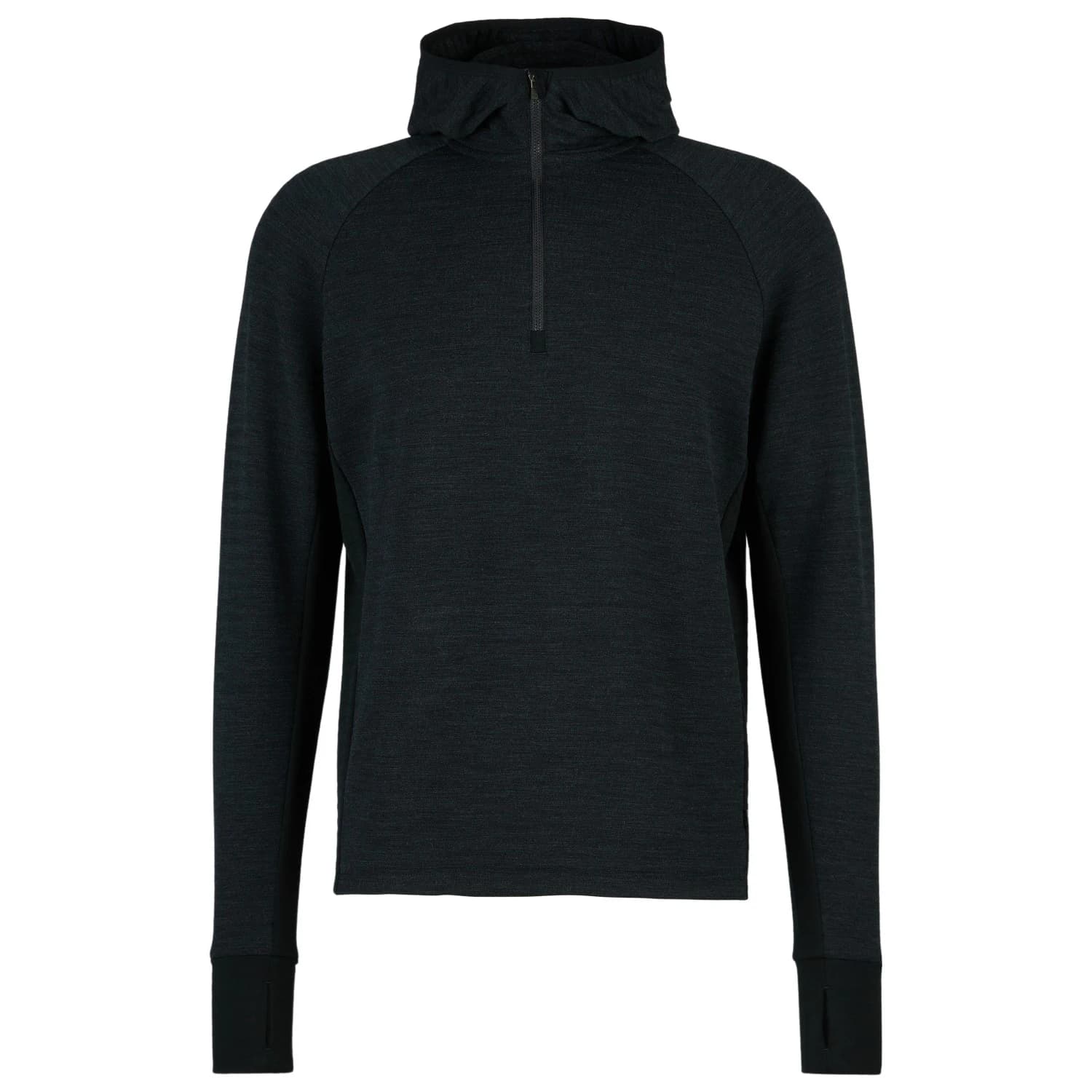 Мъжки вълнен пуловер Stoic MerinoFleece260 FlenSt. Half Zip with Hood Merino hoodie - Black Melange / Black