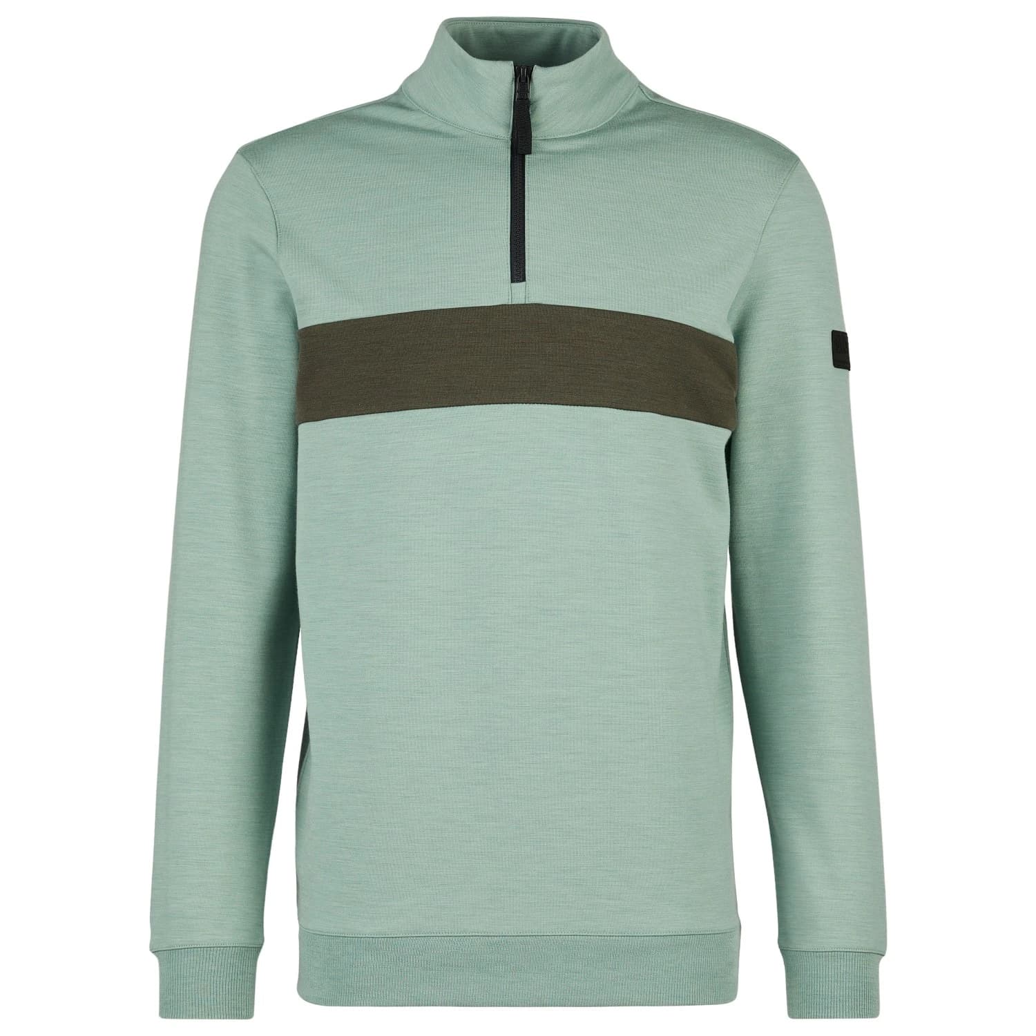 Мъжки вълнен пуловер Stoic MerinoFleece335 MMXX. Lulea II Half Zip Merino jumper - Iceberg Green / Dark Olive