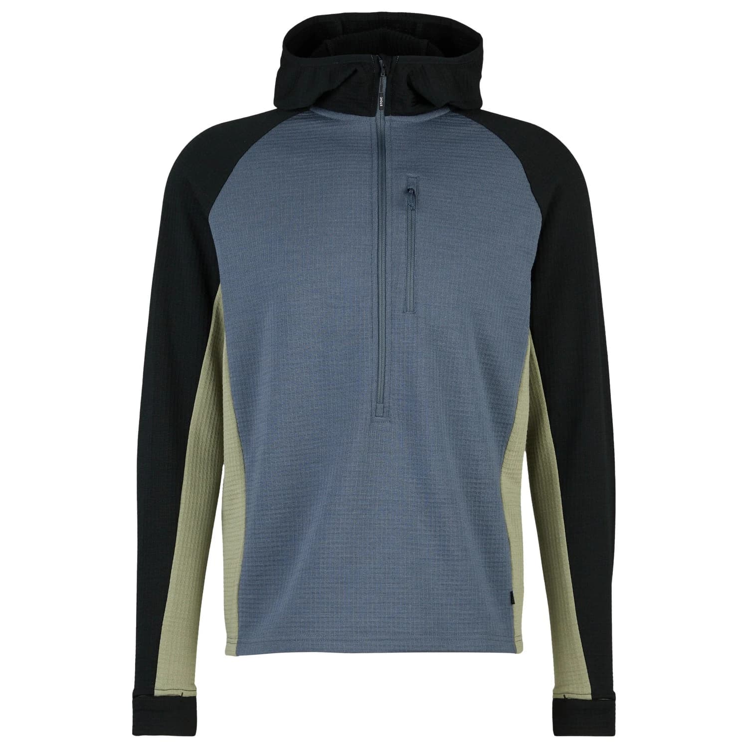 Мъжки вълнен пуловер Stoic MerinoWaffleFleece320 NorrdalSt. 3/4 Zip Hoody Merino hoodie - Black Multi