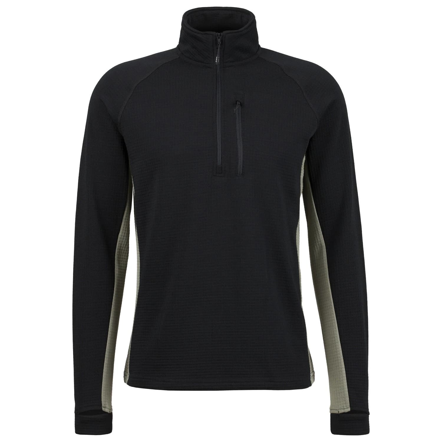 Мъжки вълнен пуловер Stoic MerinoWaffleFleece320 NorrdalSt. Half Zip Merino jumper - Black / Lichen Green