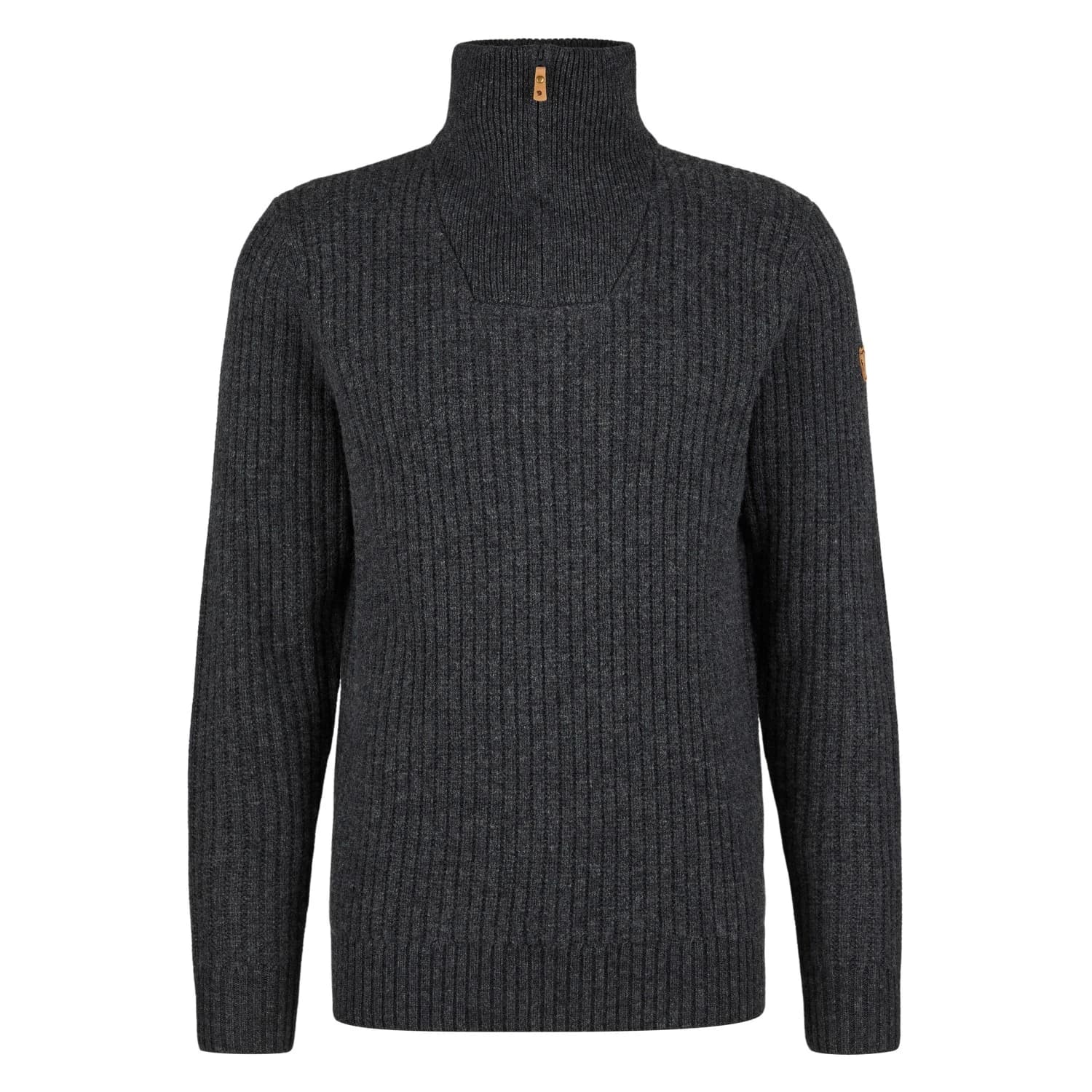 Мъжки вълнен пуловер Fjällräven Övik Half Zip Knit Jumper - Dark Grey