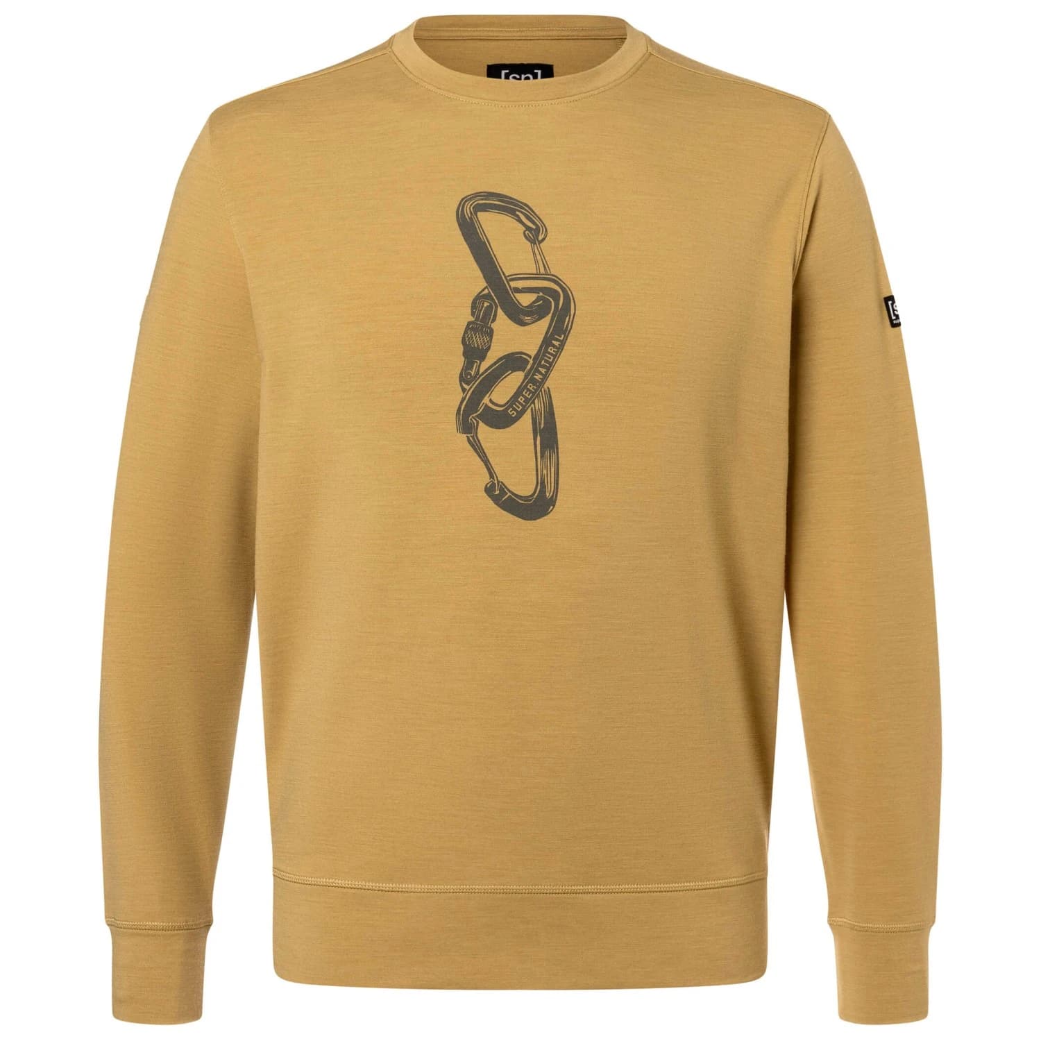 Мъжки вълнен пуловер super.natural Carabineri Crew Jumper - Sahara / Cashmere Grey Melange
