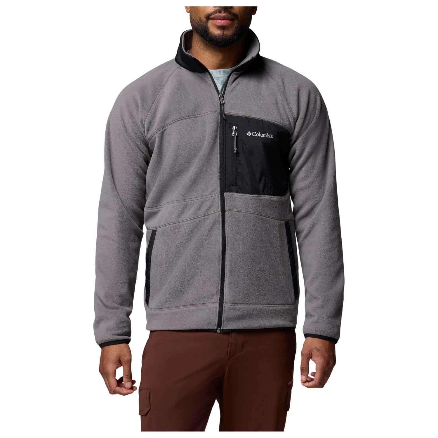 Мъжко поларено яке Columbia Fast Trek Overlay Full Zip Fleece jacket - City Grey / Black