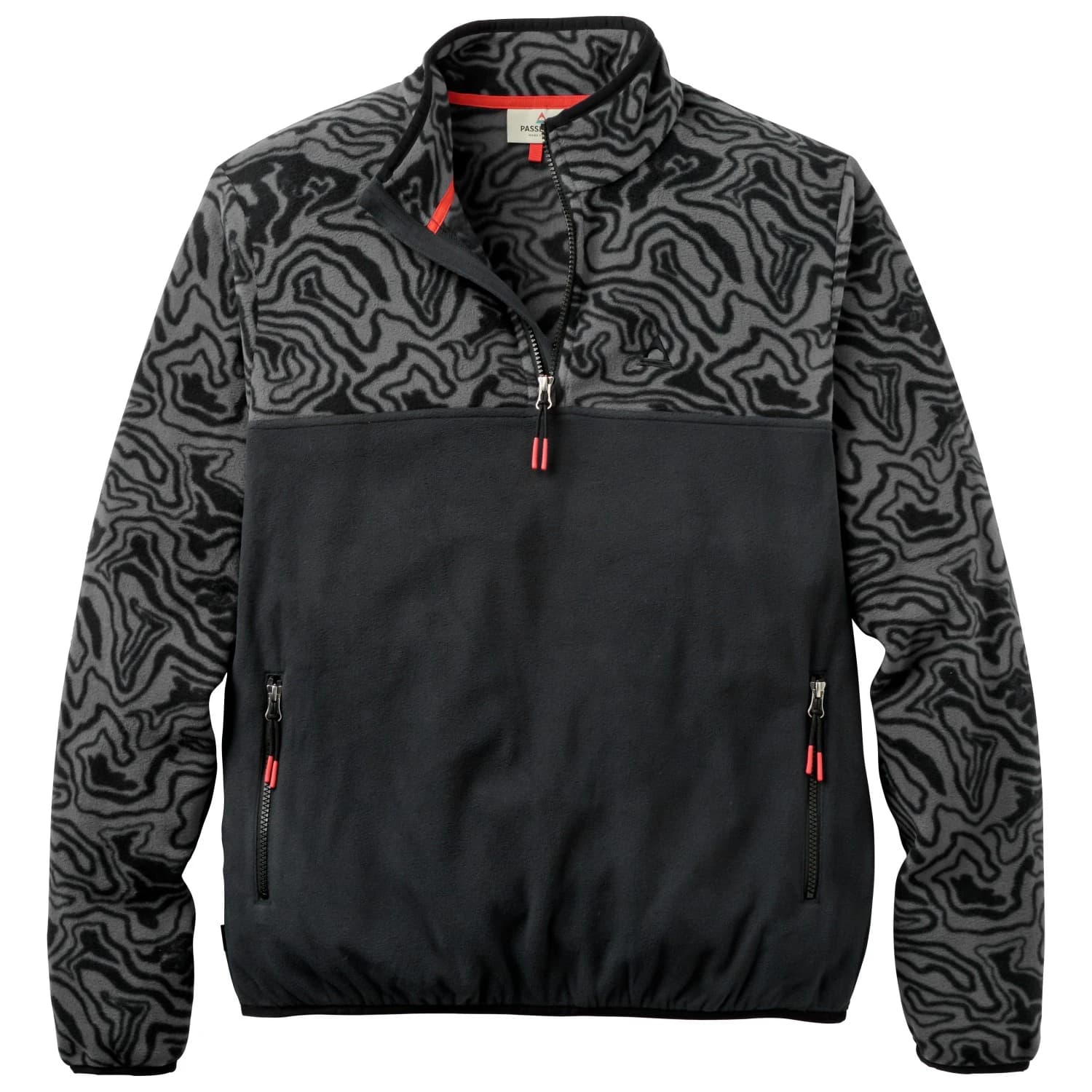 Мъжки поларен пуловер Passenger Set Off Recycled Polar 1/4 Zip Fleece 2.0 Fleece jumper - Strata Swirl Black