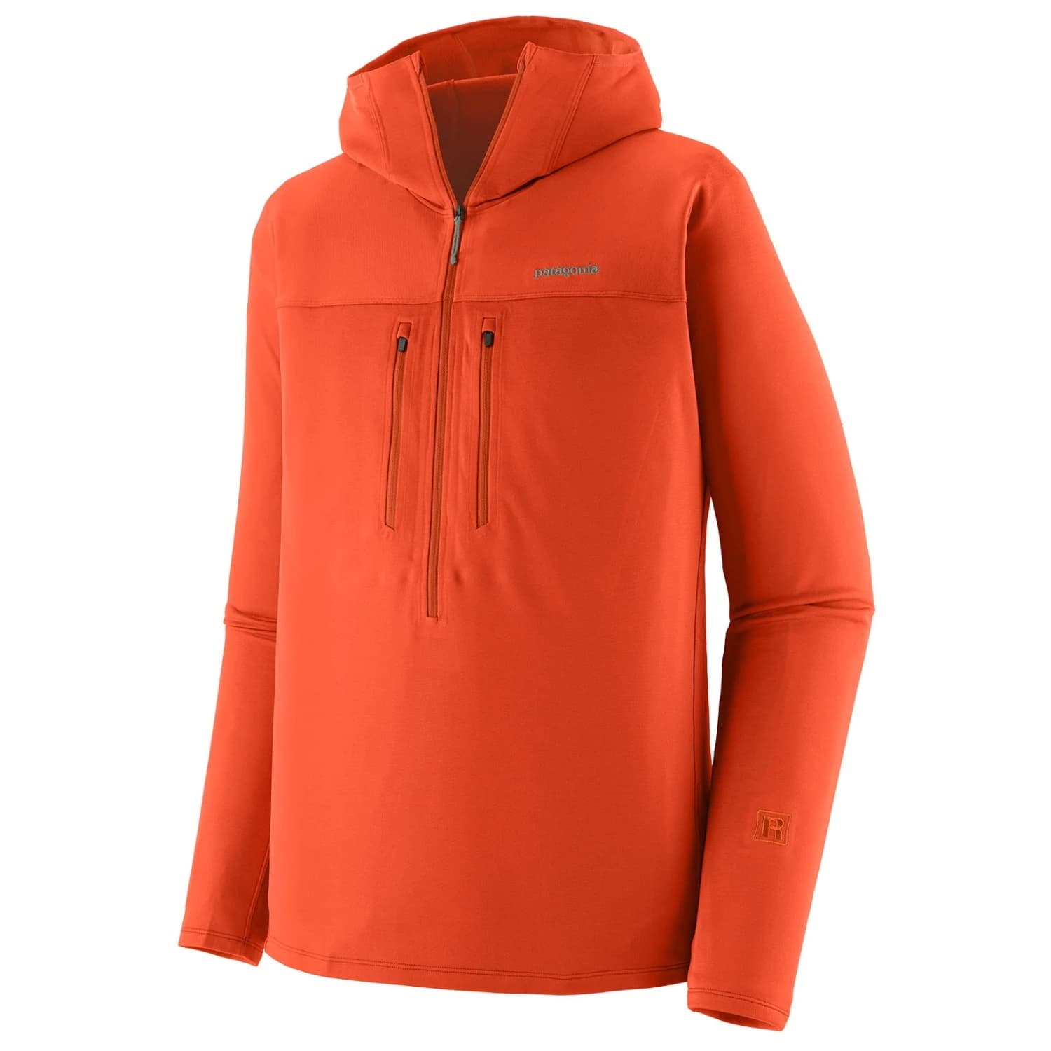Мъжки поларен пуловер Patagonia R1 Ultralight Hoody Fleece jumper - Coal Orange