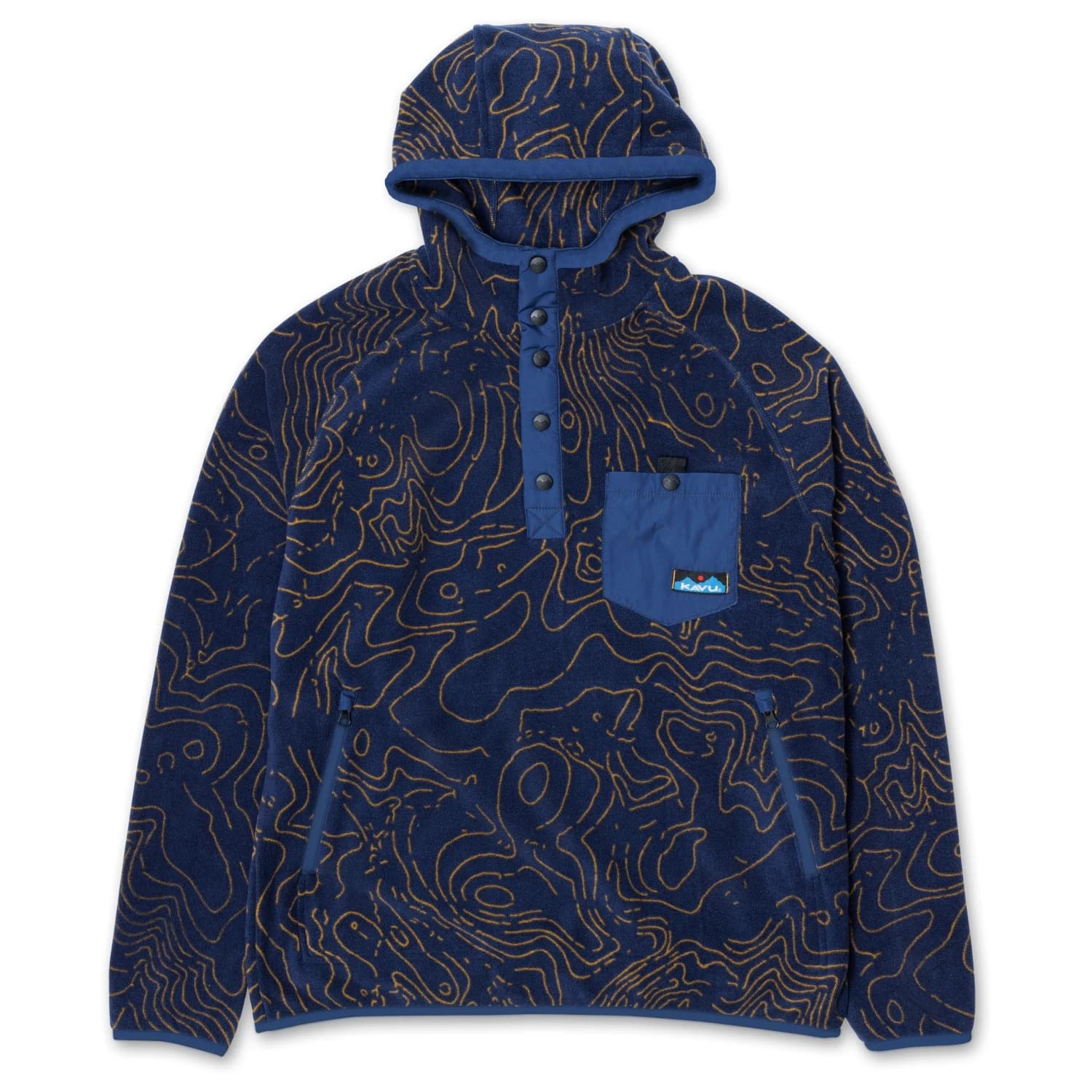 Поларен пуловер KAVU Teannaway Hoodie Fleece jumper - Blue Water Topo