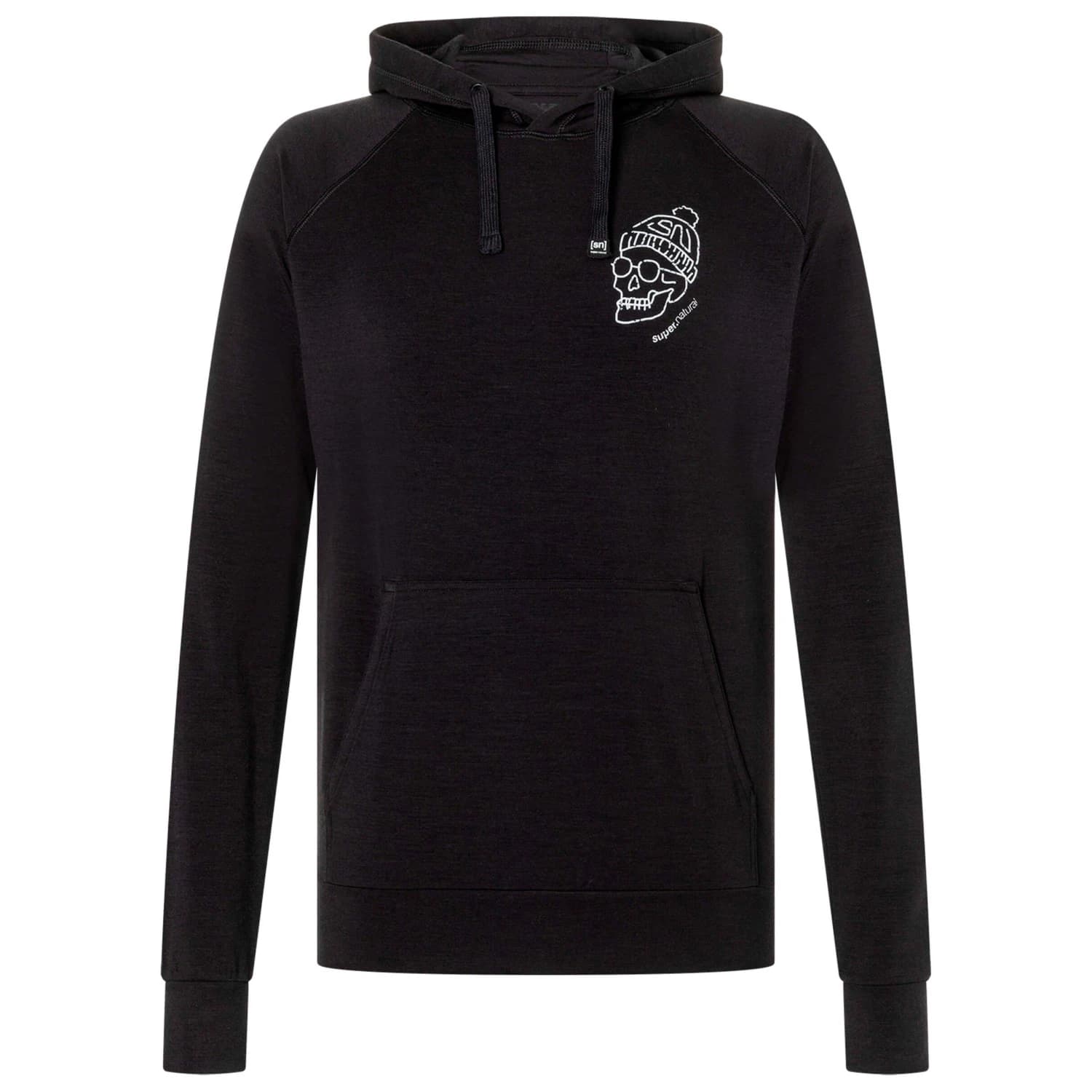 Вълнен пуловер super.natural Frosty Hoodie Merino hoodie - Jet Black / Fresh White