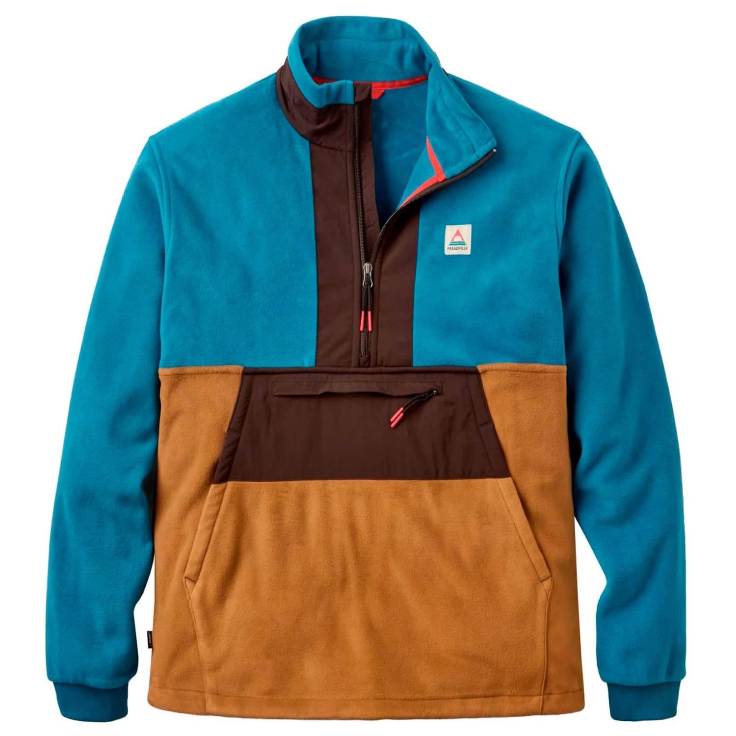 Поларен пуловер Passenger Woodland Hoodless 1/2 Zip Recycled Polartec Fleece Fleece jumper - Caramel / Blue Steel