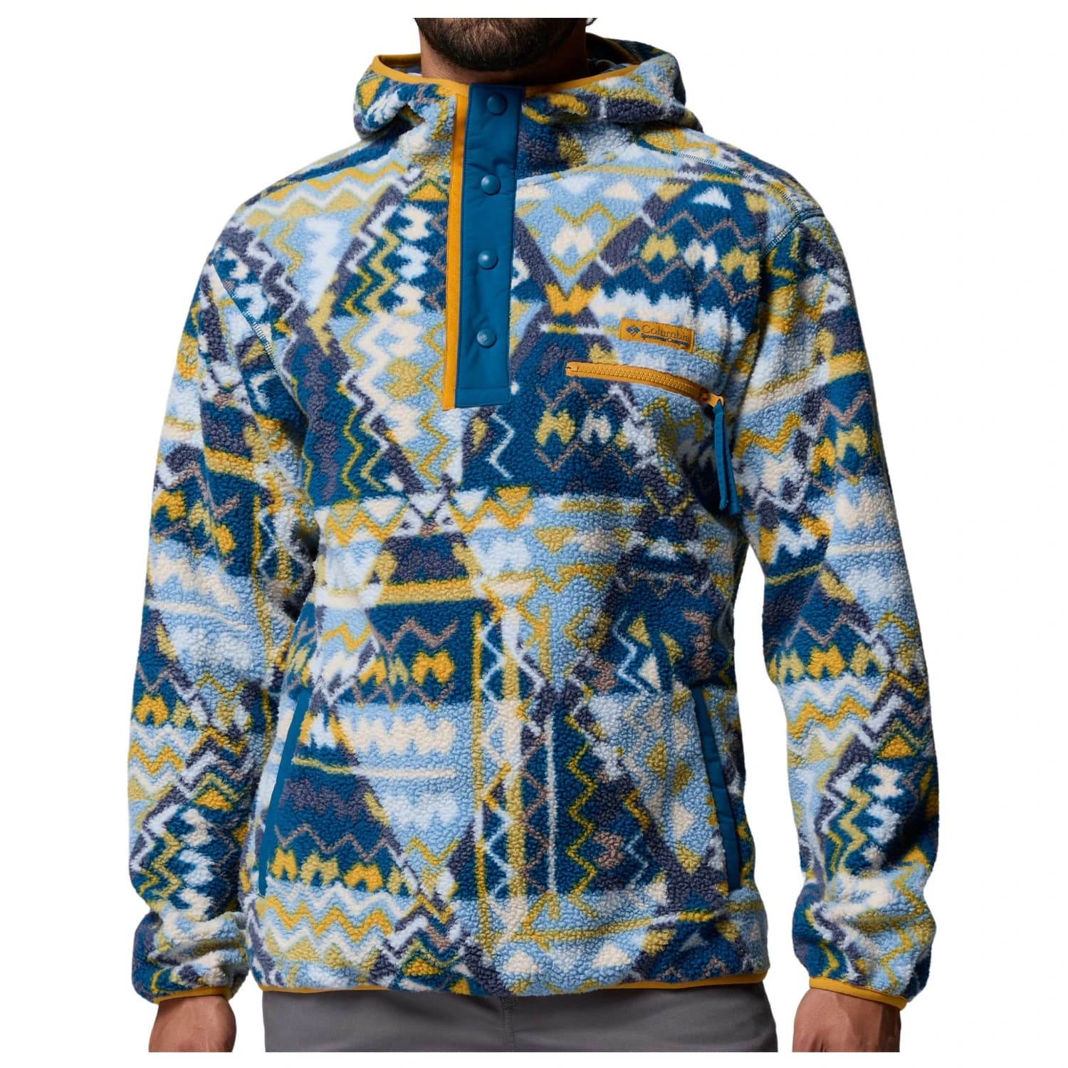 Мъжки поларен пуловер Columbia Helvetia II Printed Hoodie Fleece jumper - Phoenix Blue / Geomix