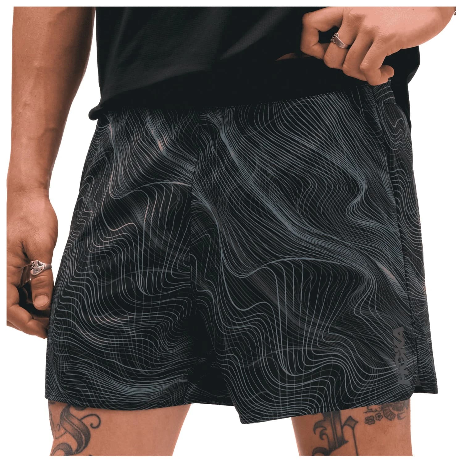 Мъжки шорти за бягане HOKA Glide Short 5'' Brief Clf PRT Running shorts - Black / White PRT