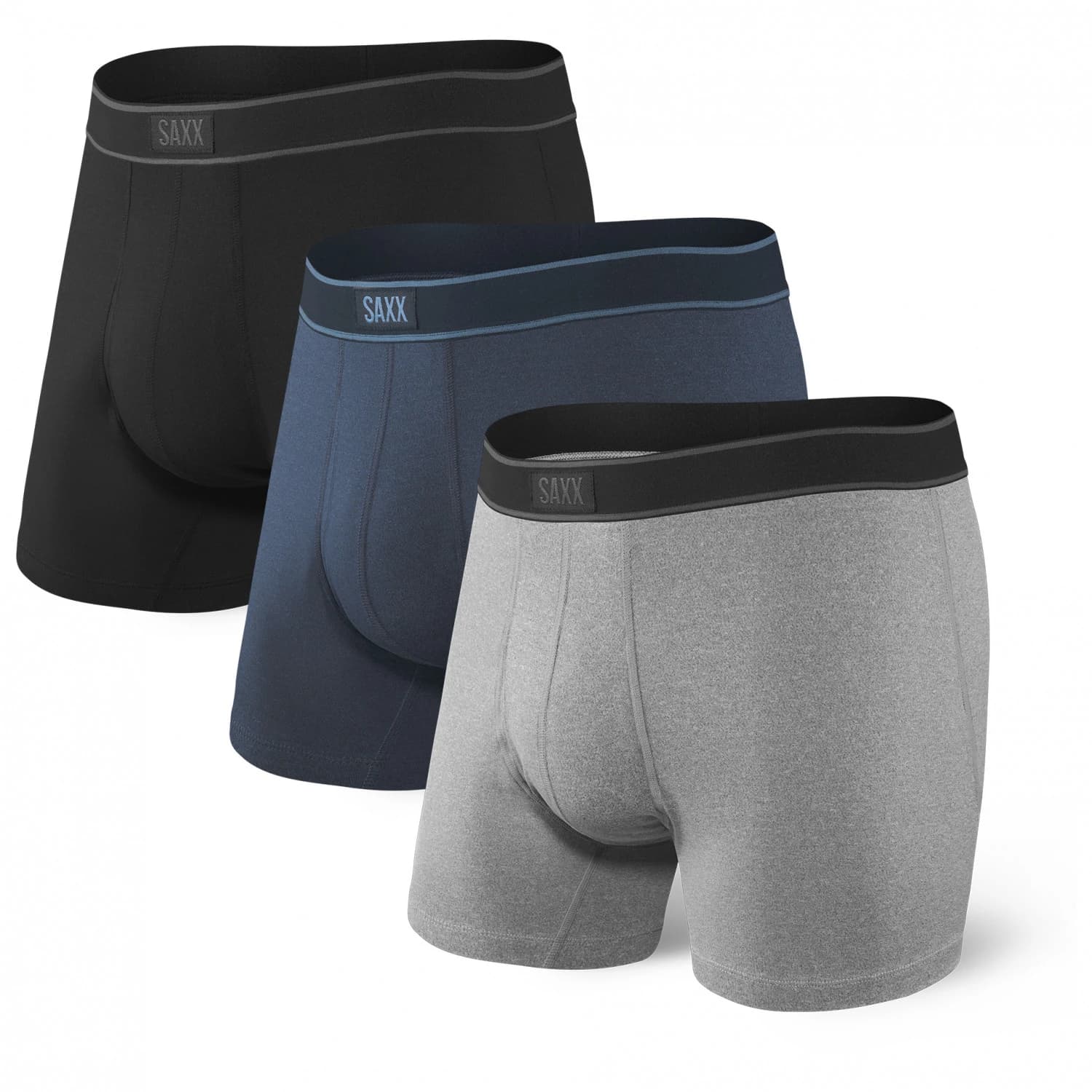 Мъжко синтетично термобельо Saxx Daytripper Boxer Brief Fly 3-Pack Synthetic base layer - Black / Grey / Navy
