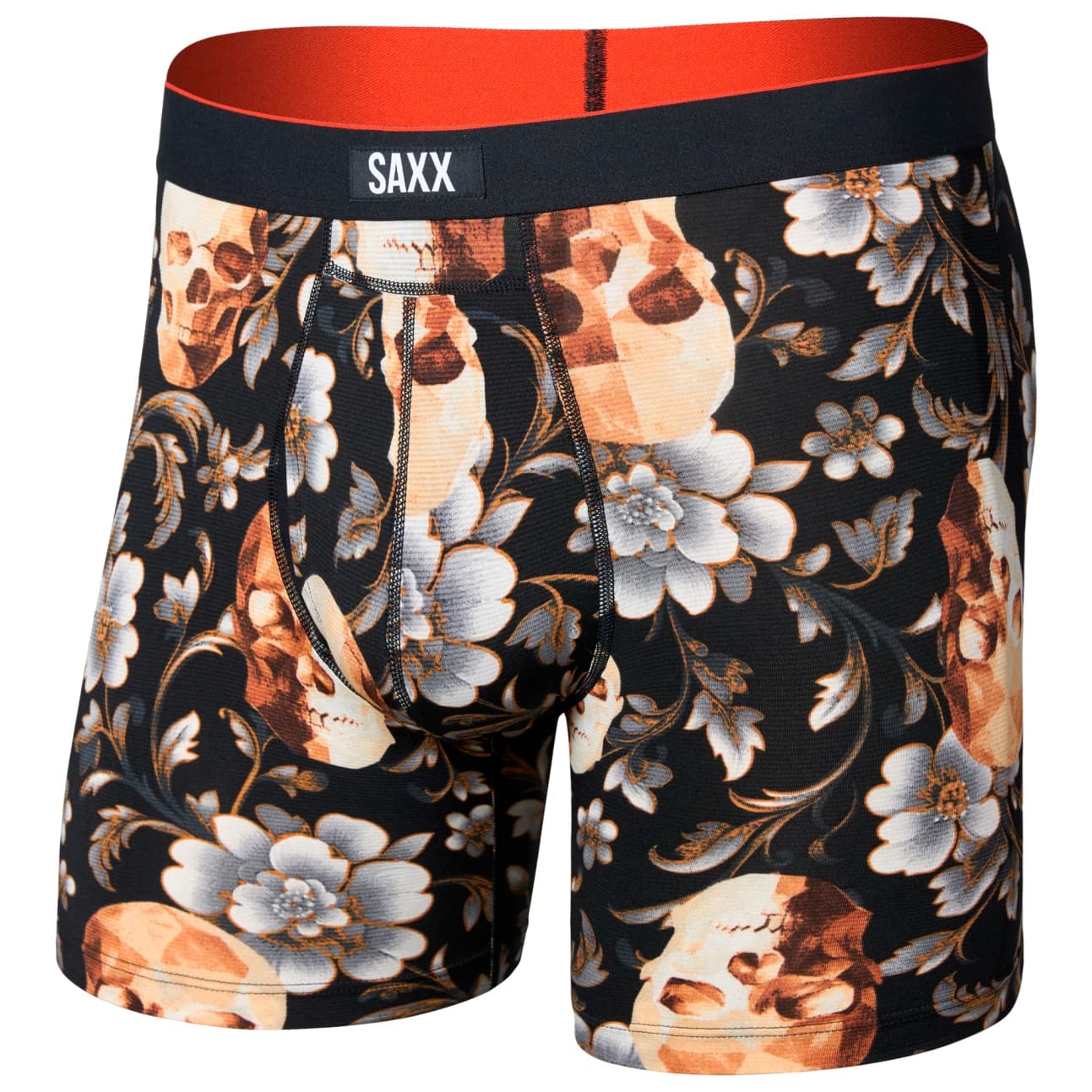 Мъжко синтетично термобельо Saxx Multi-Sport Mesh Boxer Brief Fly Synthetic base layer - Gold Skull / Black