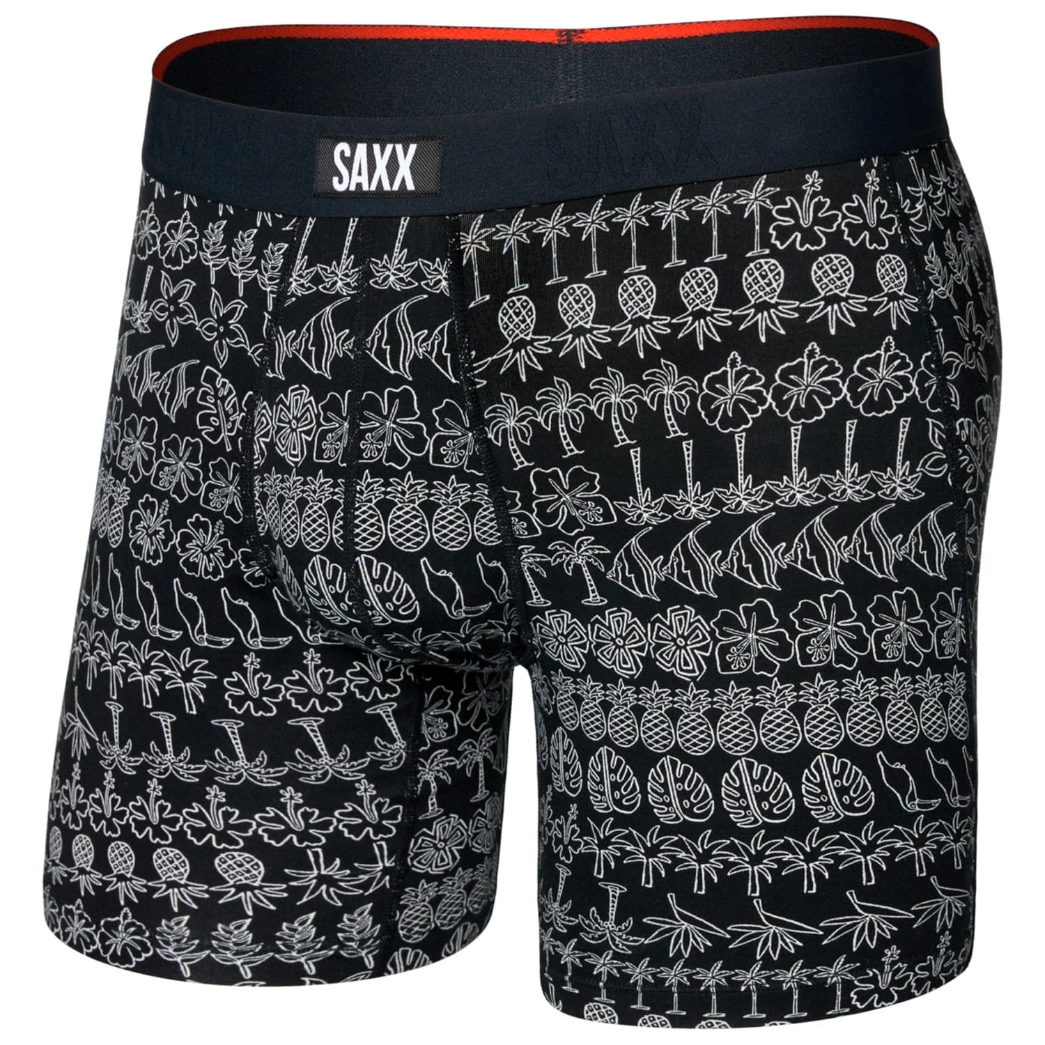 Мъжко синтетично термобельо Saxx Vibe Xtra Boxer Brief Fly Synthetic base layer - Island Lineup / Black