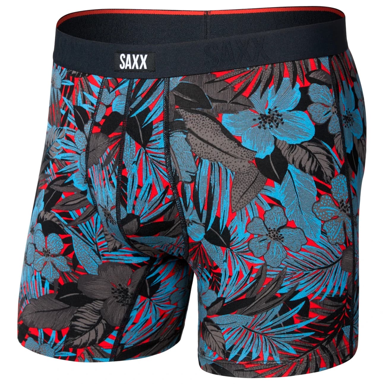 Мъжко синтетично термобельо Saxx Vibe Xtra Boxer Brief Fly Synthetic base layer - Night Garden / Red Hot