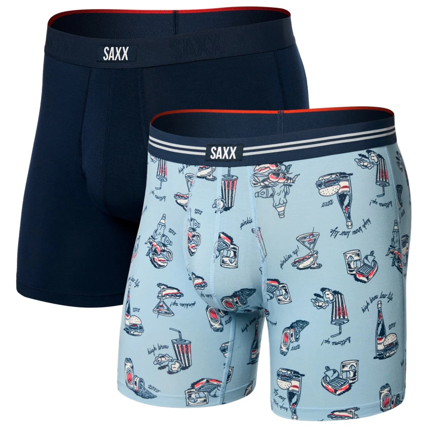Мъжко синтетично термобельо Saxx Vibe Xtra Boxer Brief Fly 2-Pack Synthetic base layer - High Brow Low Life / Navy
