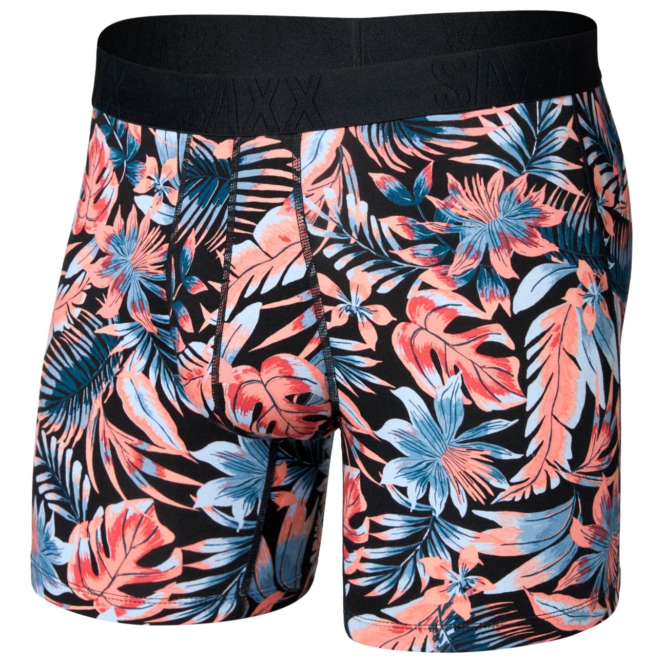 Мъжко синтетично термобельо Saxx Droptemp Cooling Cotton Boxer Brief Fly Everyday base layer - Palm Passion / Black